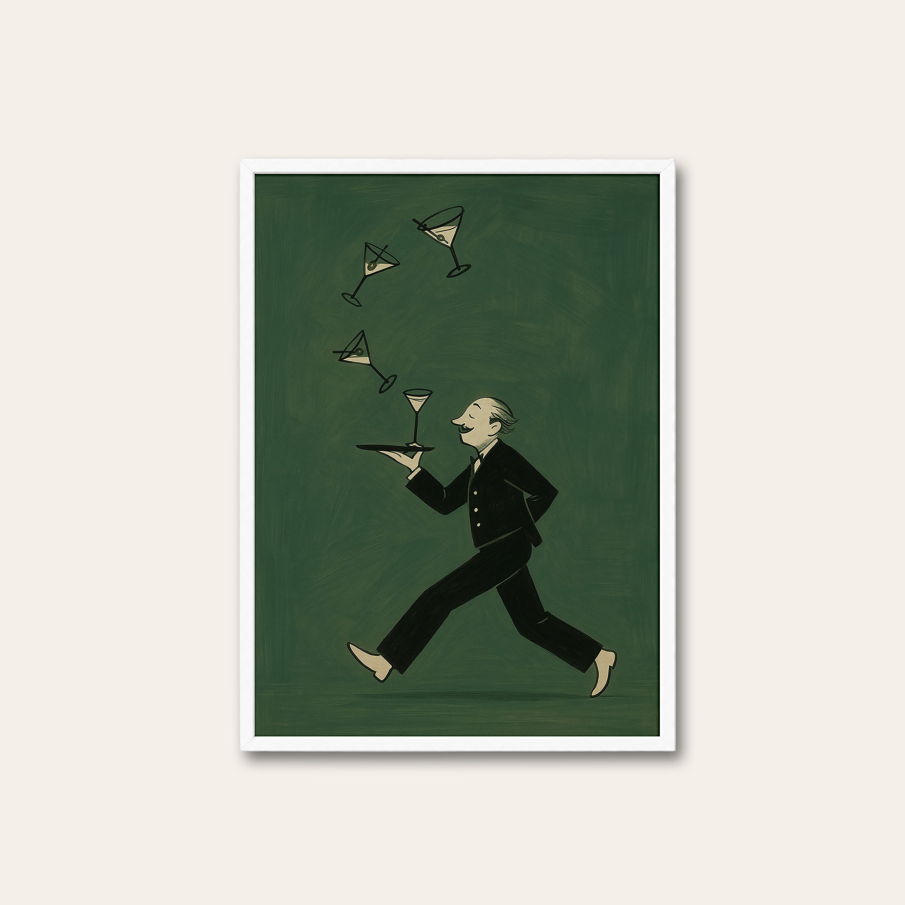 The Rush Order — Martini Waiter Print – white frame