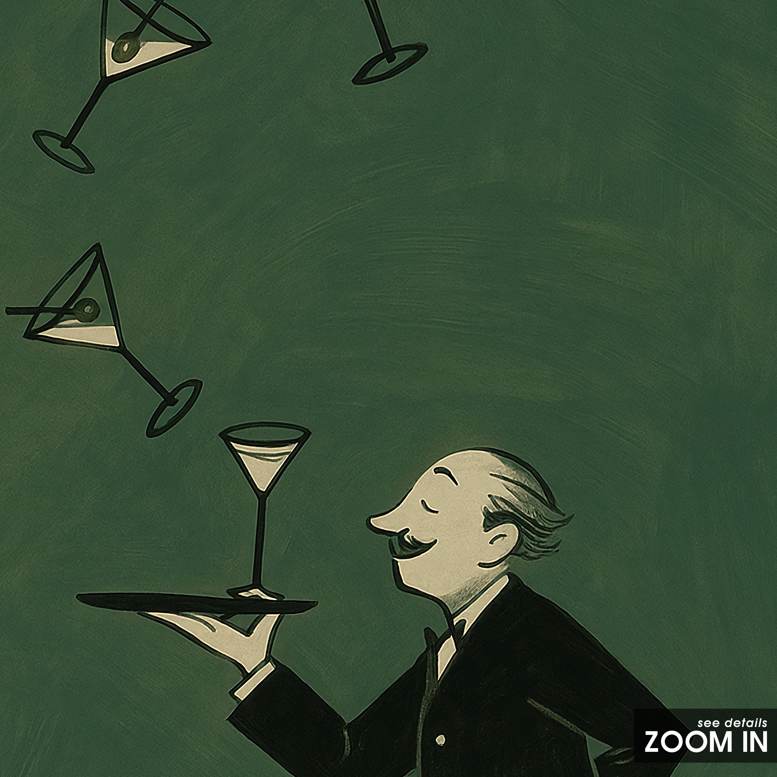 The Rush Order — Martini Waiter Print – in room setting