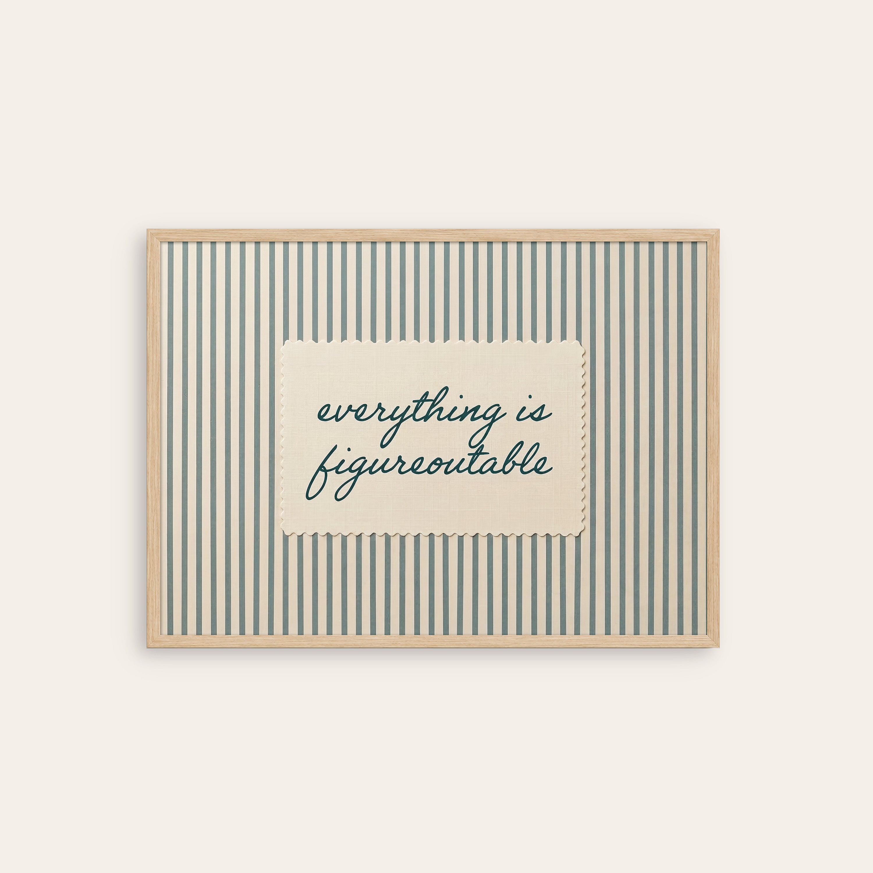 Figureoutable Stitch — Blue Stripe Print – natural wood frame