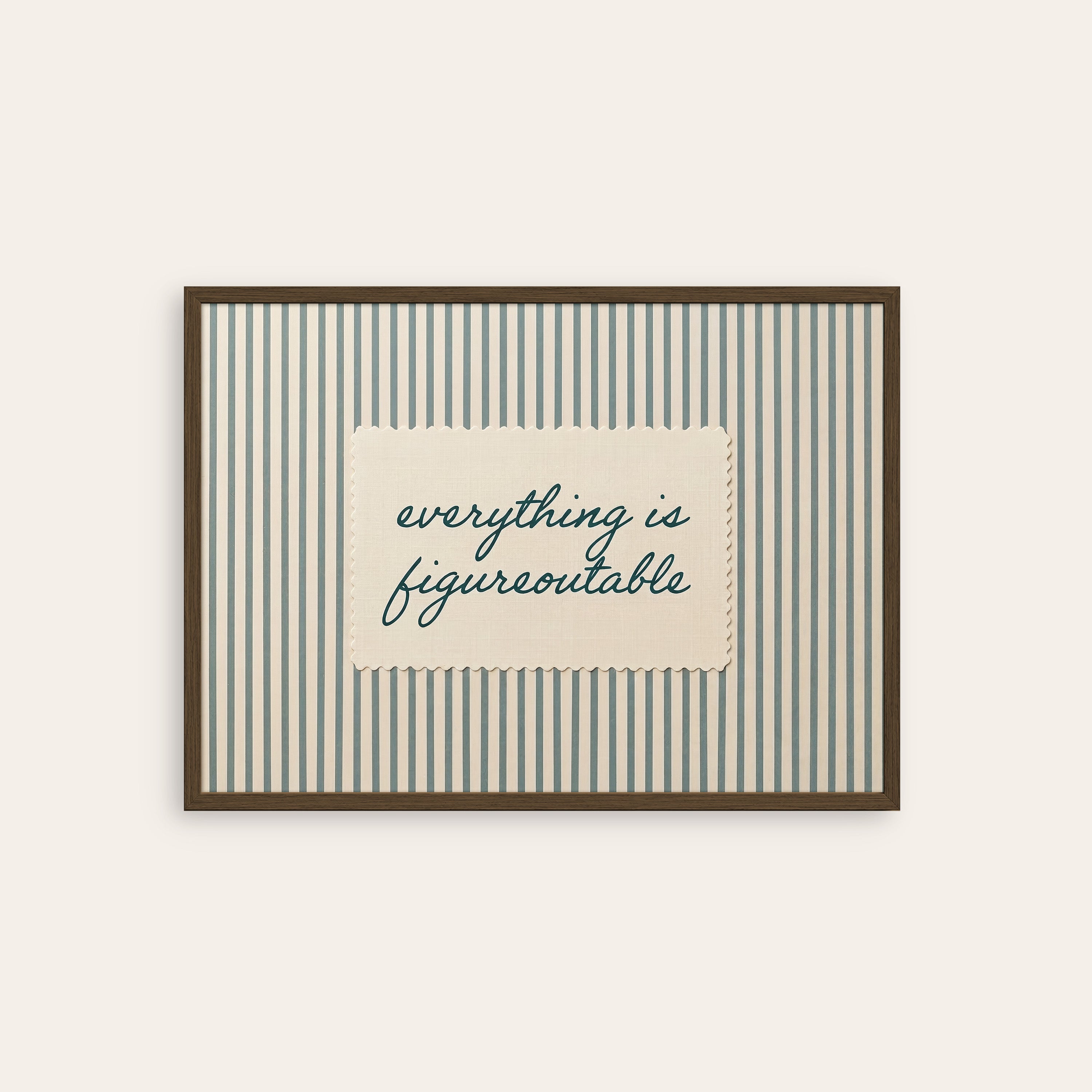 Figureoutable Stitch — Blue Stripe Print – dark wood frame