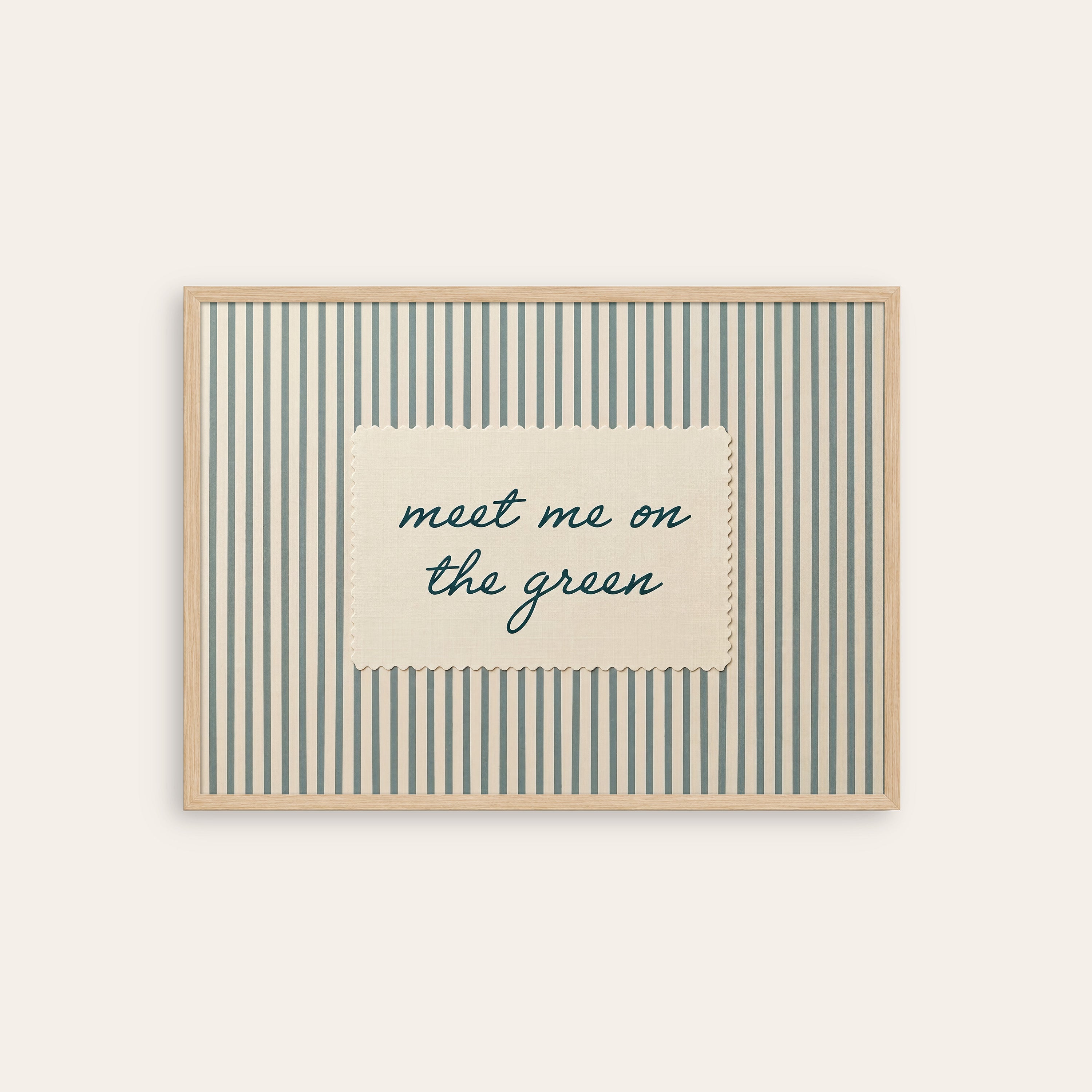 Meet Me on the Green — Stripe Print – natural wood frame
