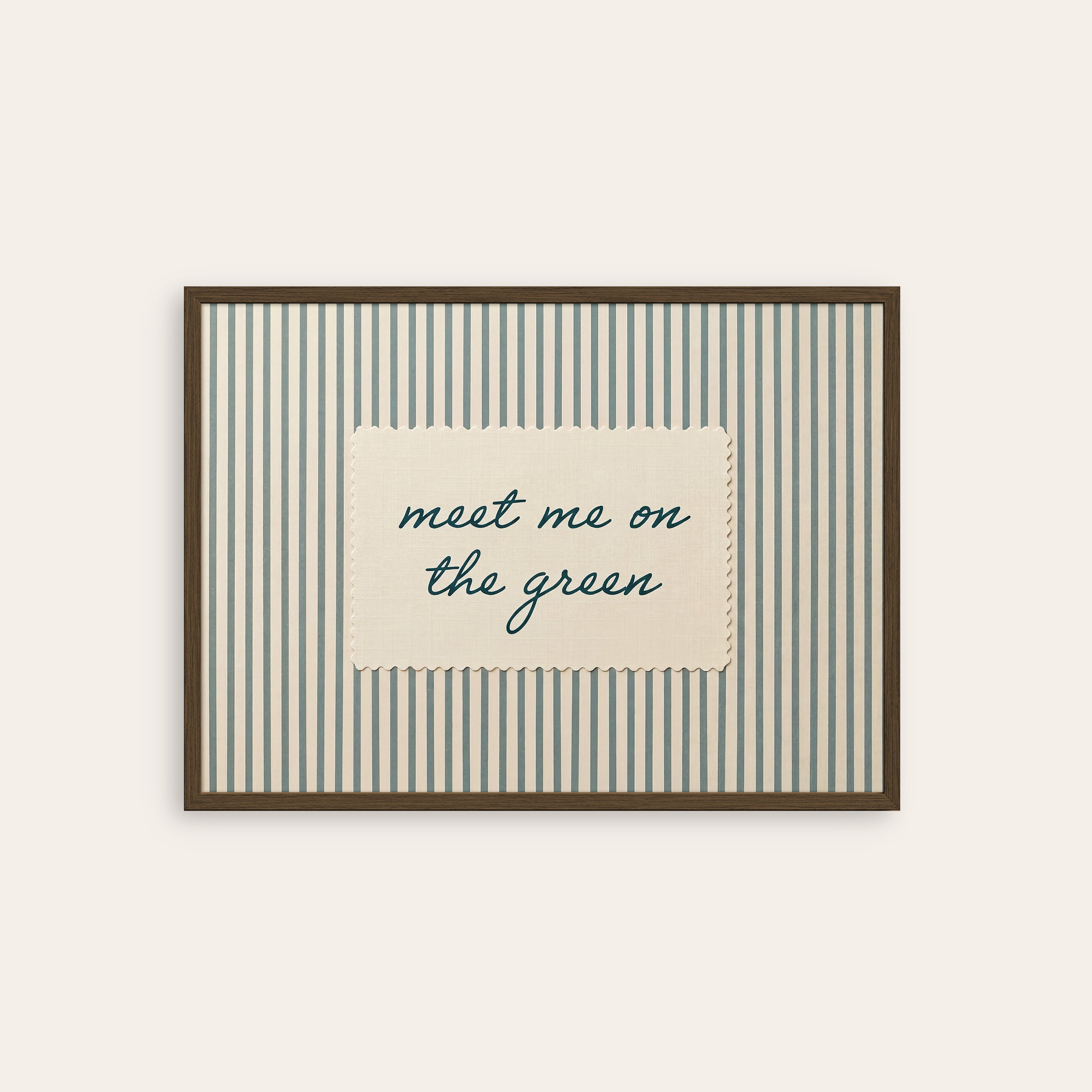 Meet Me on the Green — Stripe Print – dark wood frame