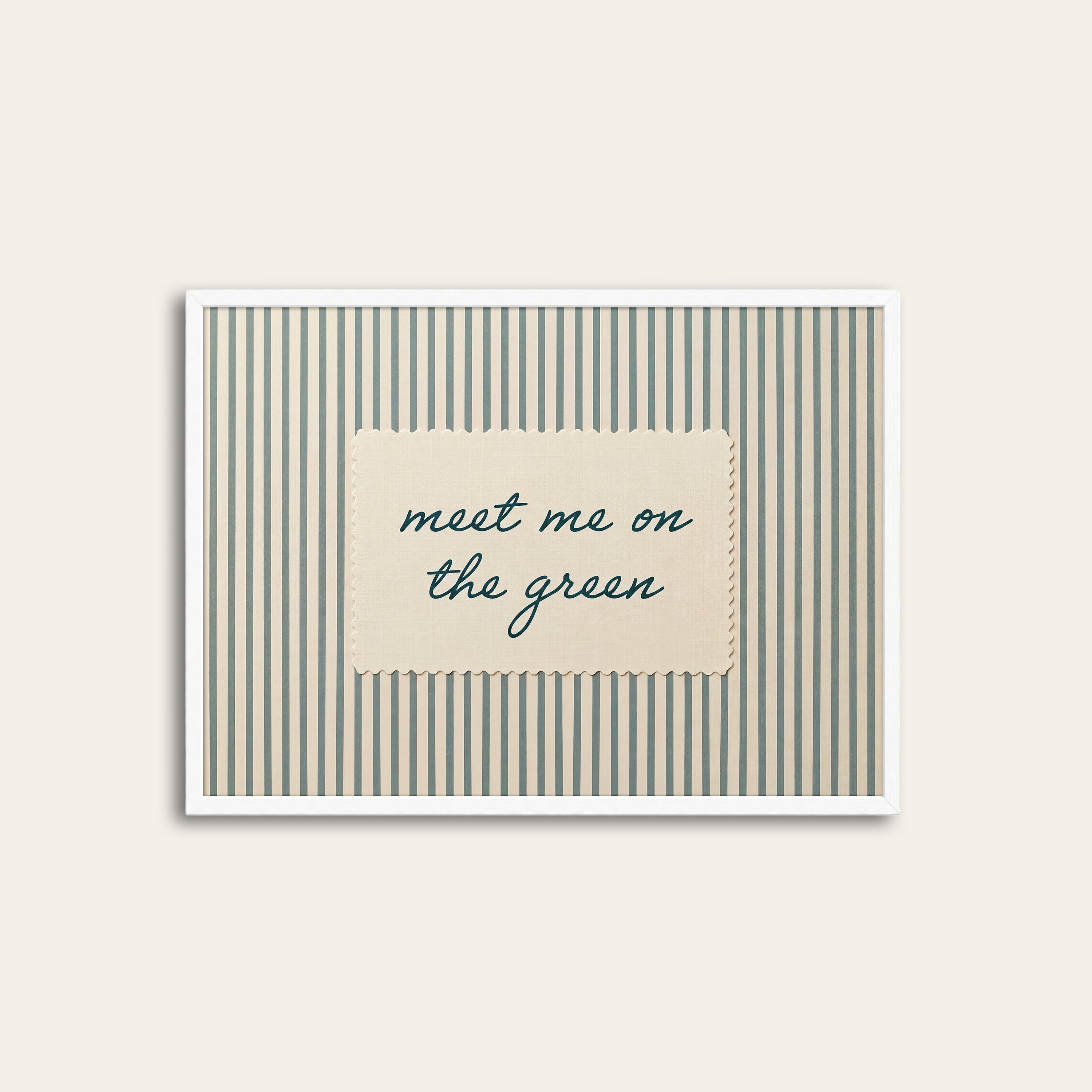 Meet Me on the Green — Stripe Print – white frame