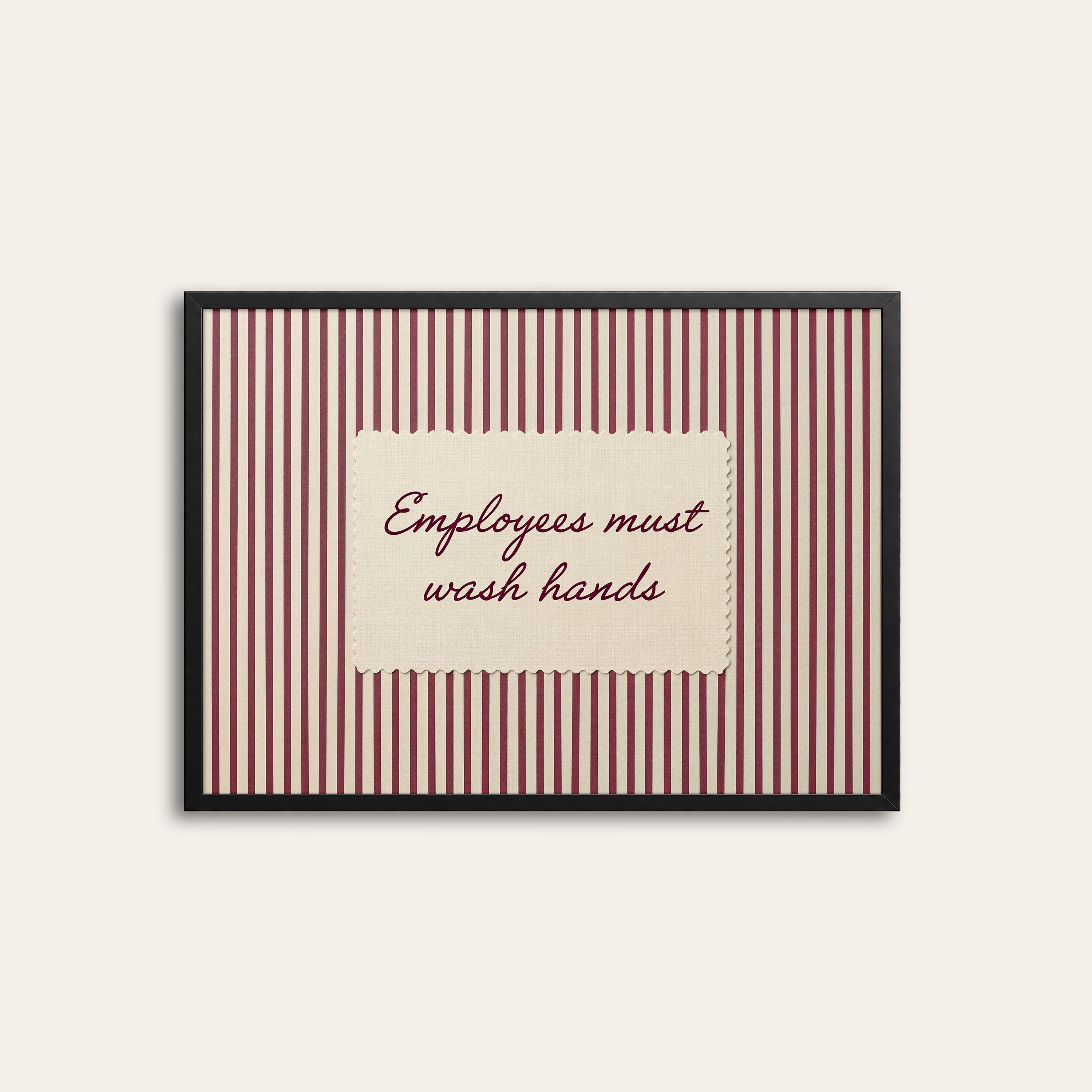 Employees Must Wash Hands — Stitch Print – black frame