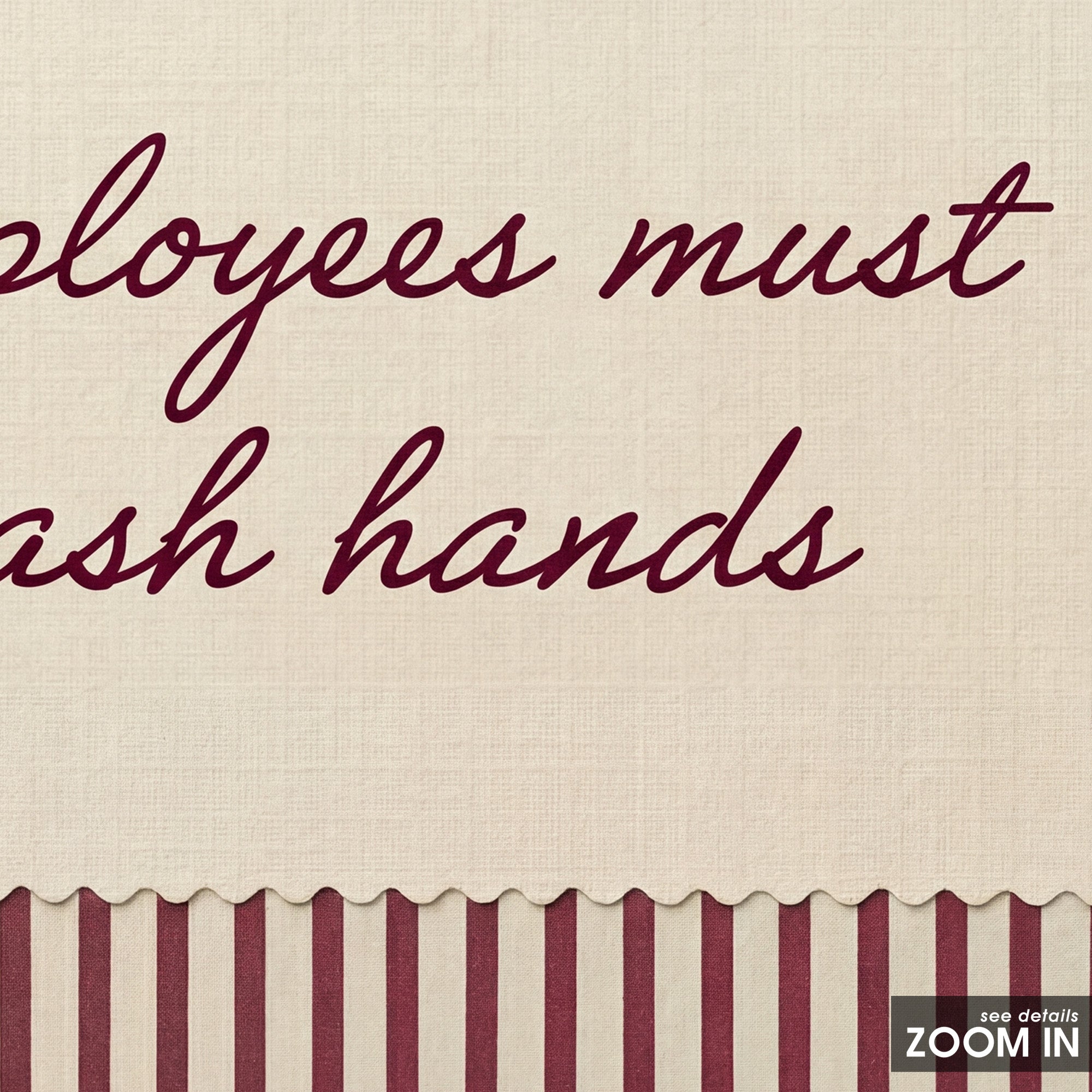 Employees Must Wash Hands — Stitch Print – in room setting