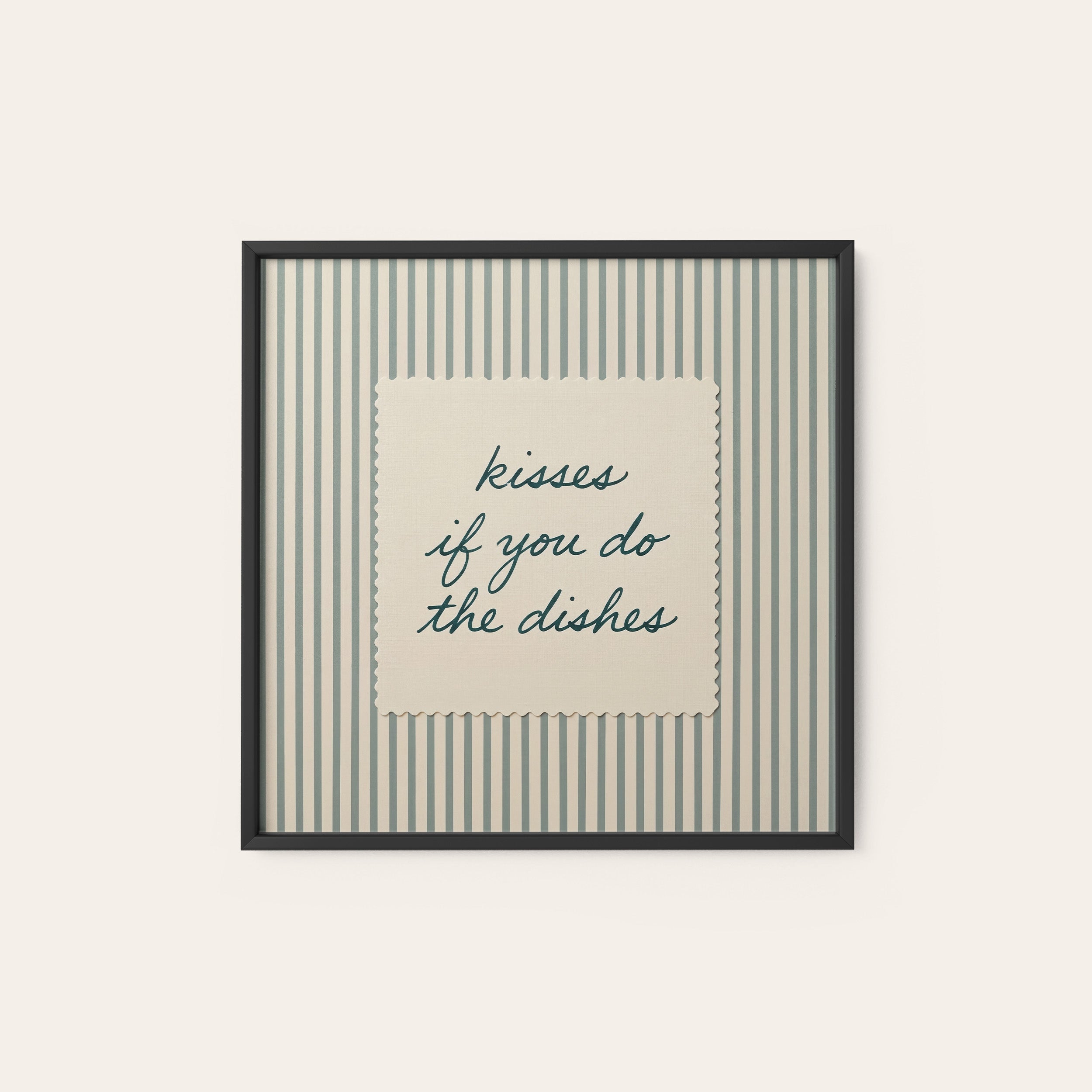 Kisses for Dishes — Stitch Print – black frame