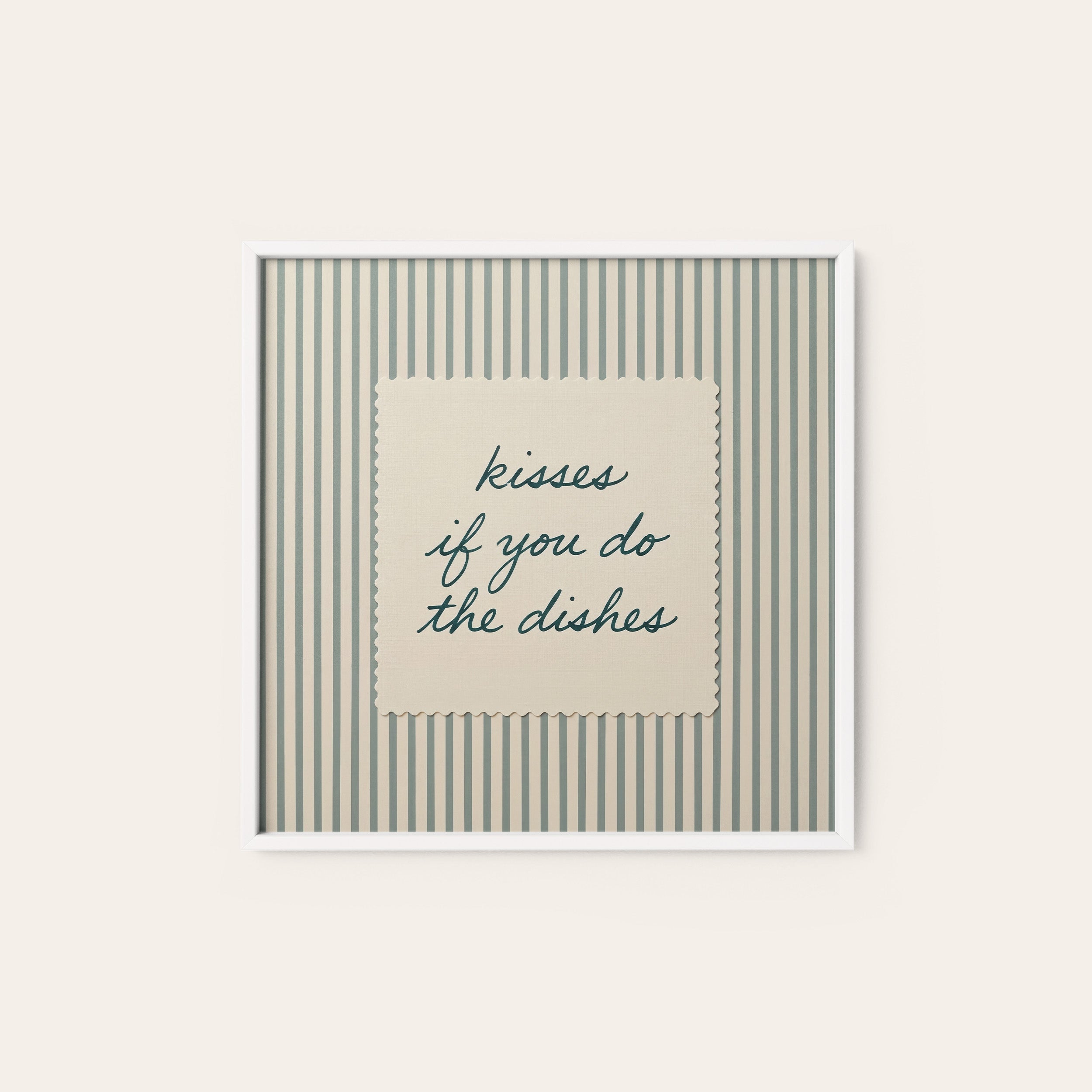 Kisses for Dishes — Stitch Print – white frame