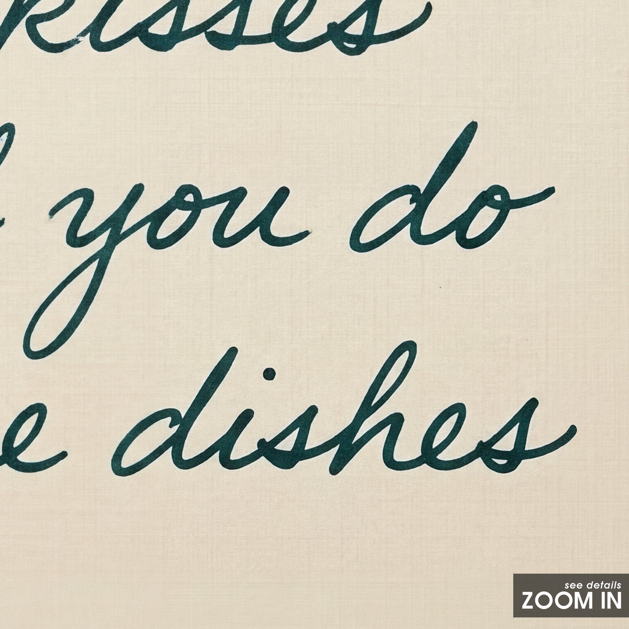 Kisses for Dishes — Stitch Print – detail closeup