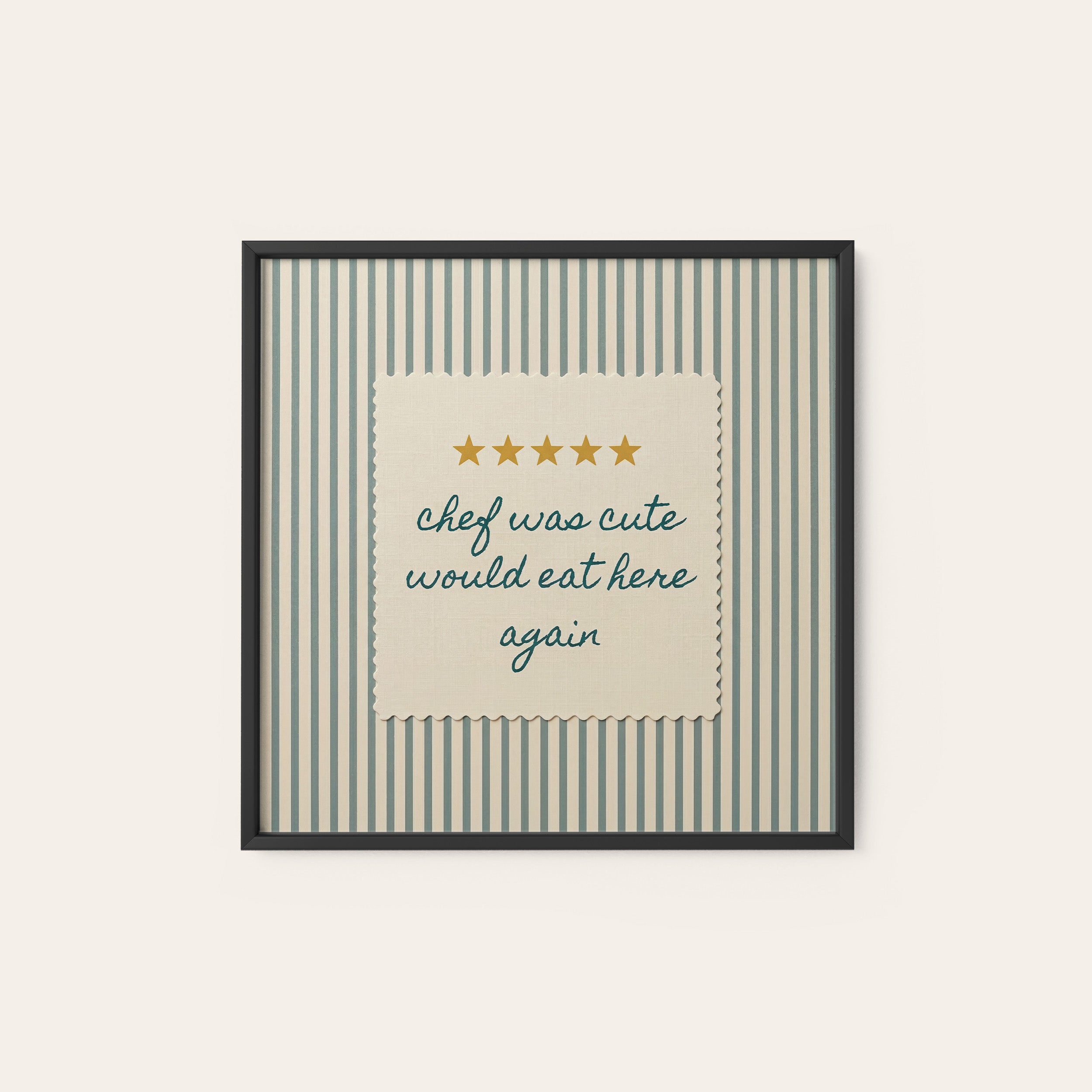 Chef Was Cute — Review Stitch Print – black frame