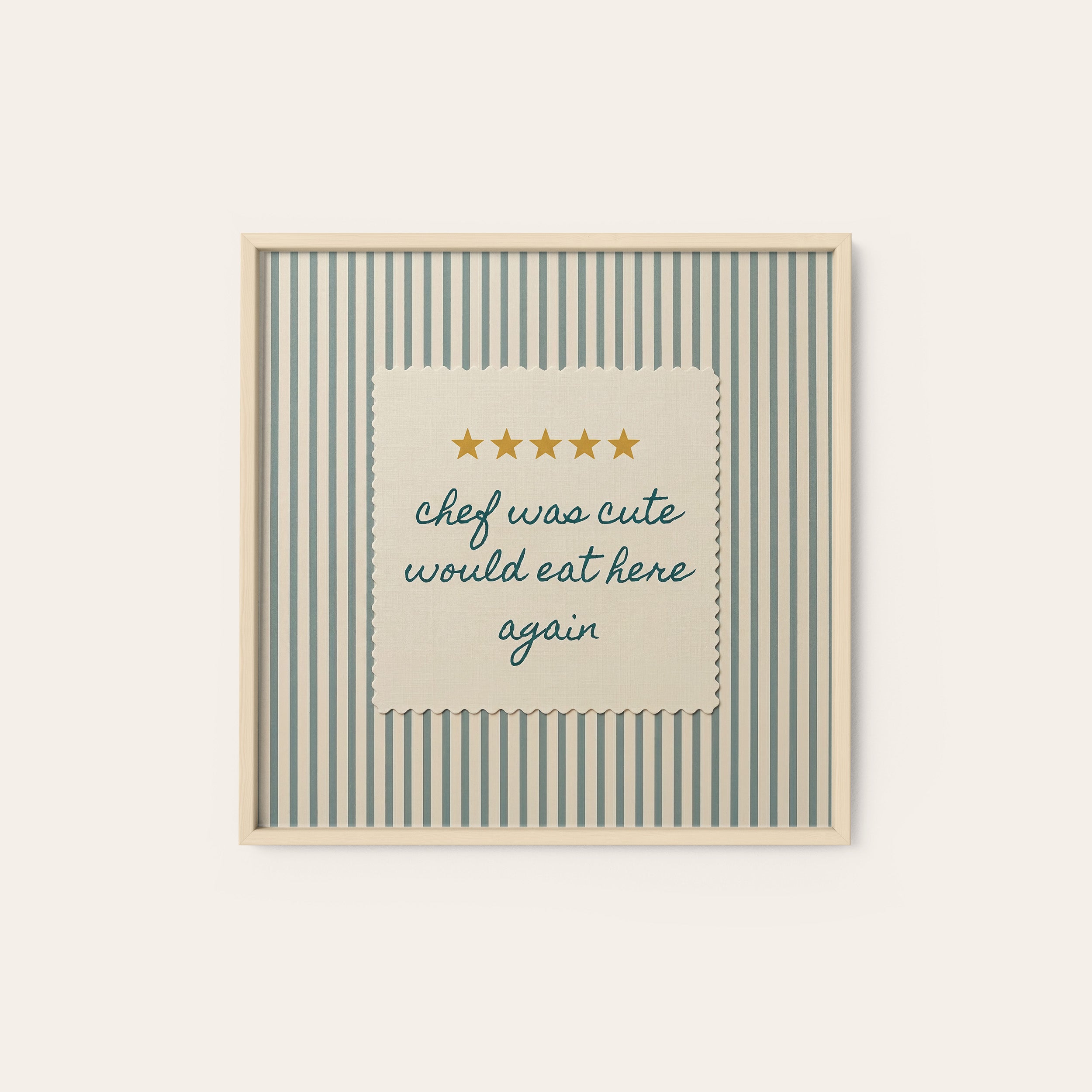 Chef Was Cute — Review Stitch Print – natural wood frame