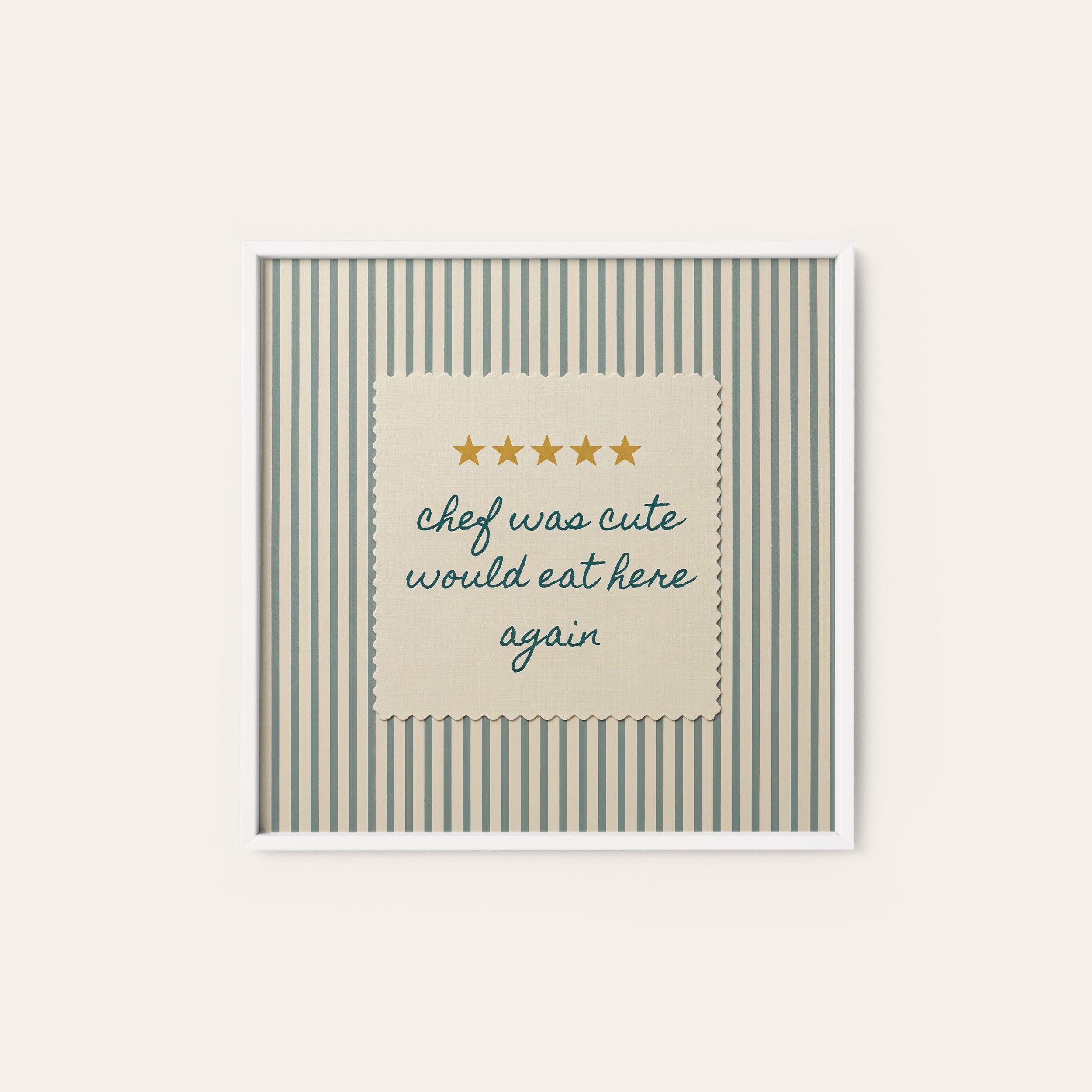 Chef Was Cute — Review Stitch Print – white frame