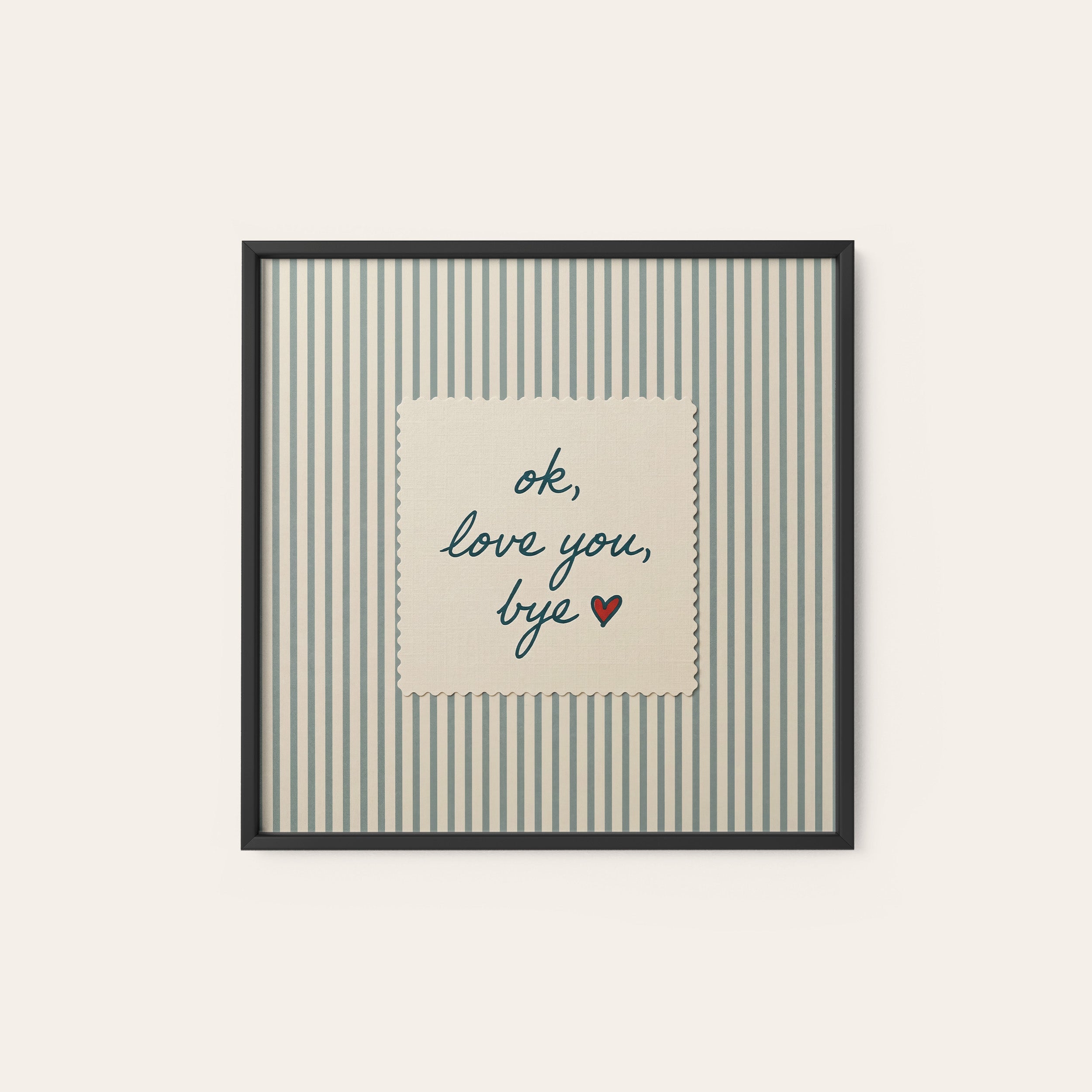 Ok, Love You, Bye — Stitch Print – black frame