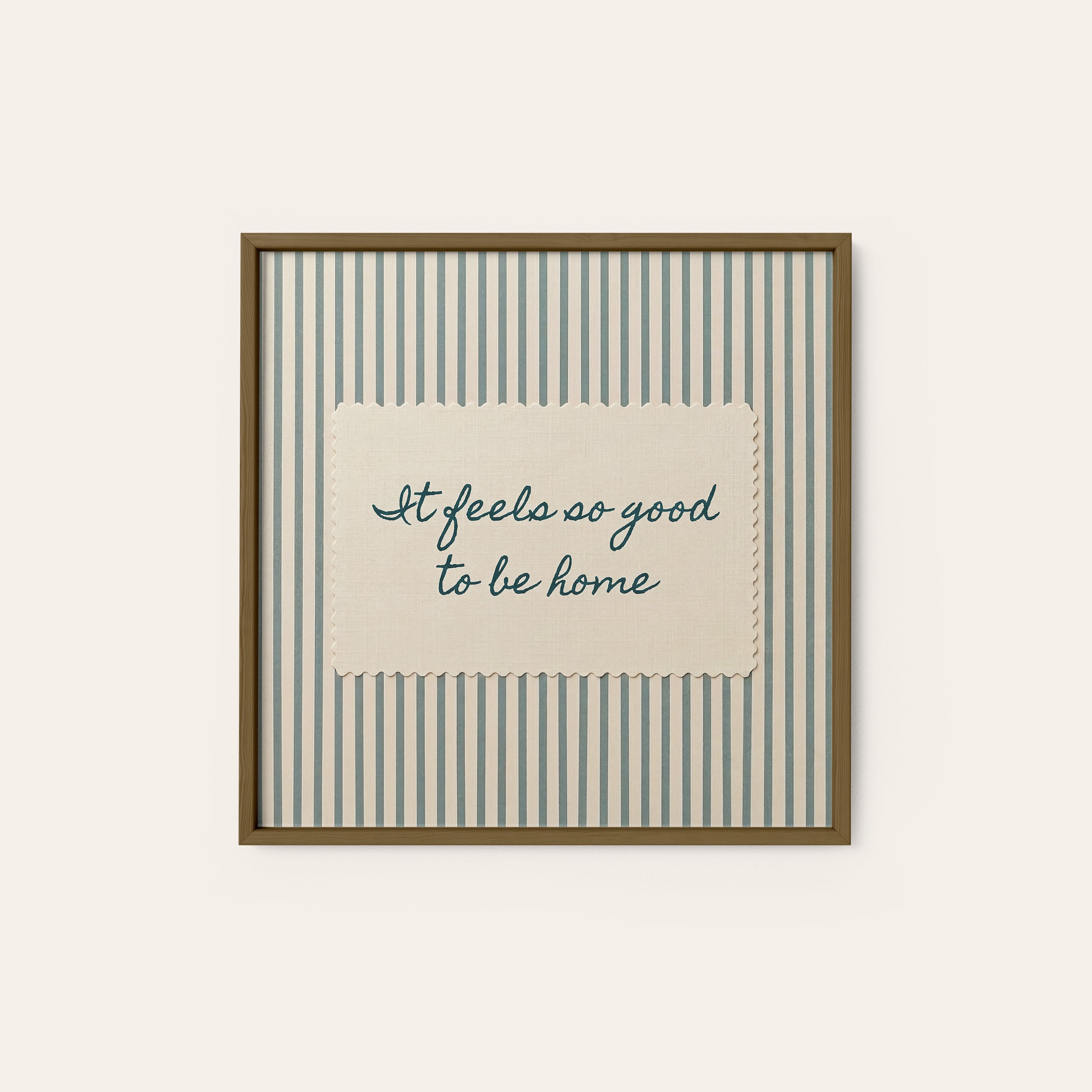 Good to Be Home — Stitch Print – dark wood frame