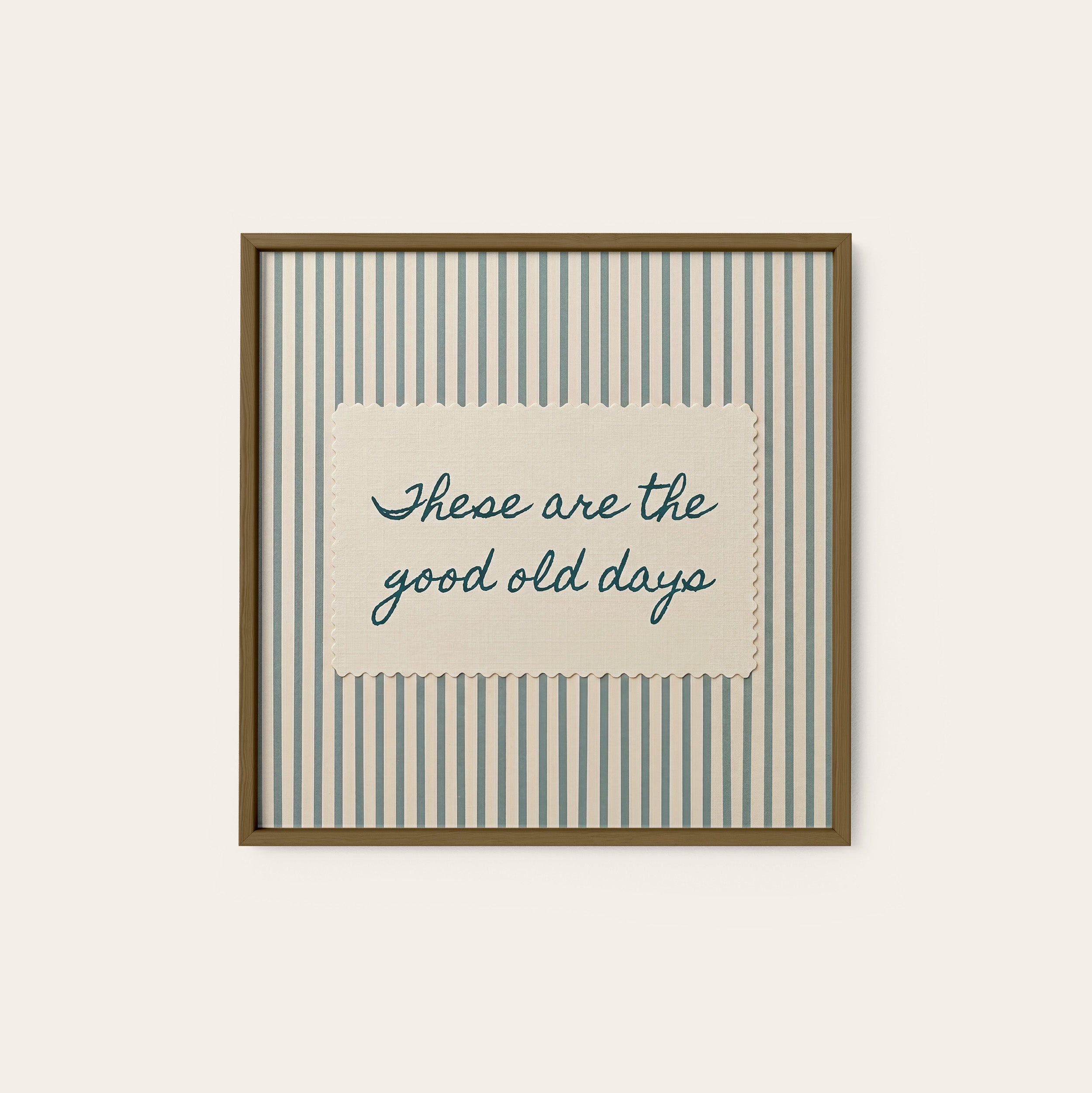 Good Old Days — Square Stitch Print – dark wood frame