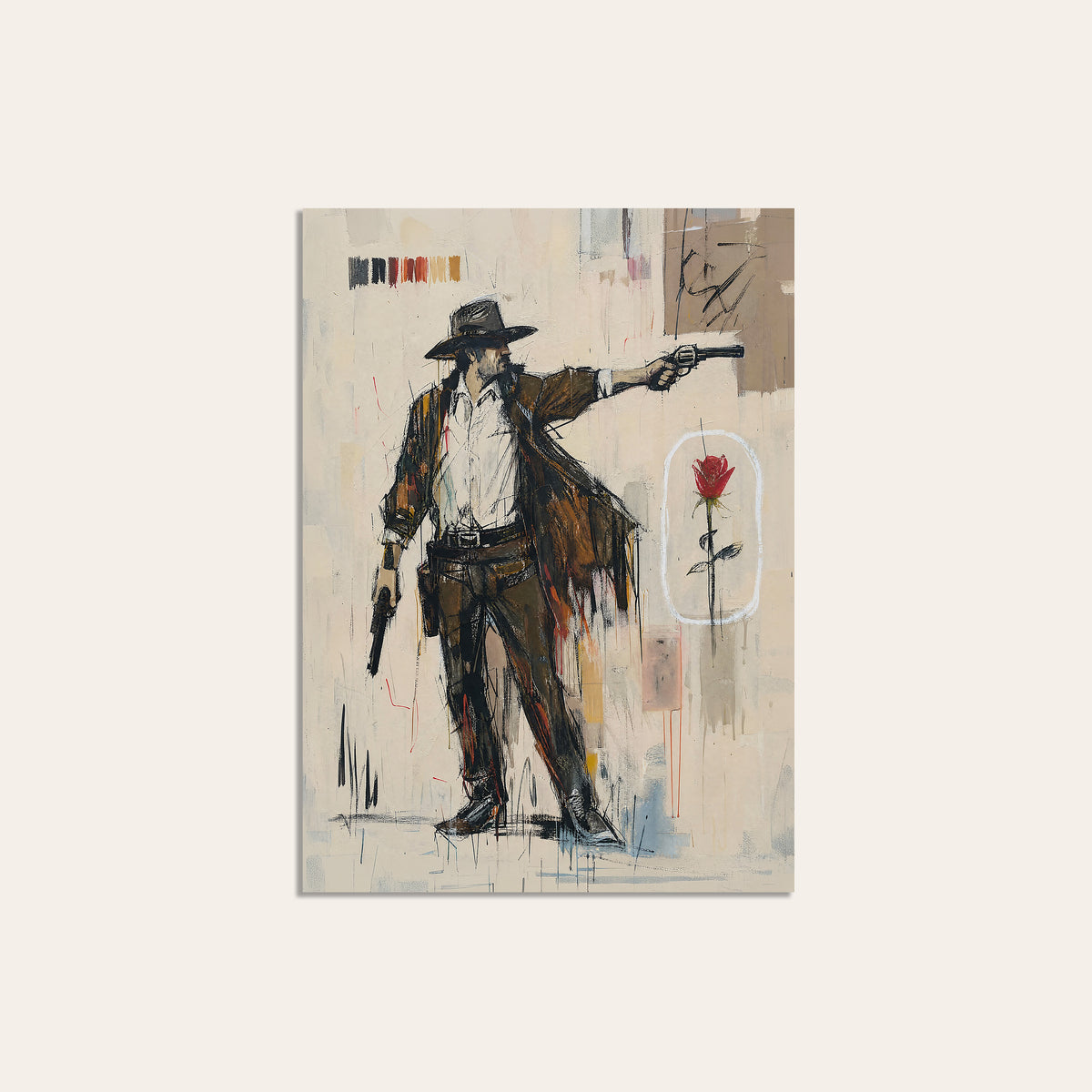 Red Rose Gunslinger unframed western art print