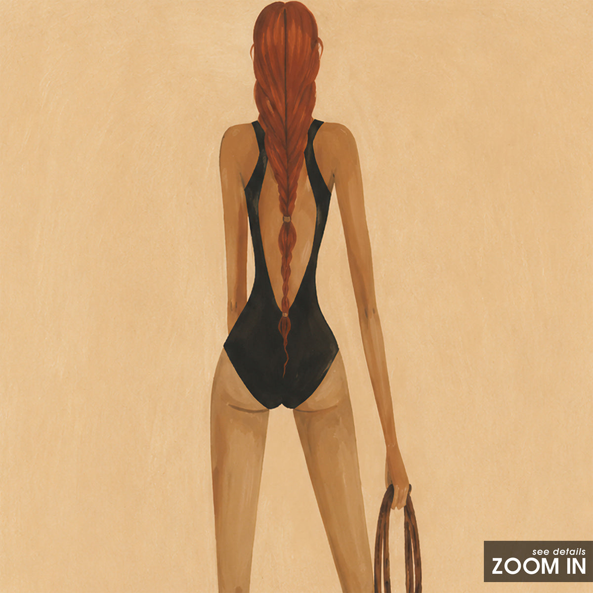 Long Braid, Tall Boots - Cowgirl Print - artwork detail