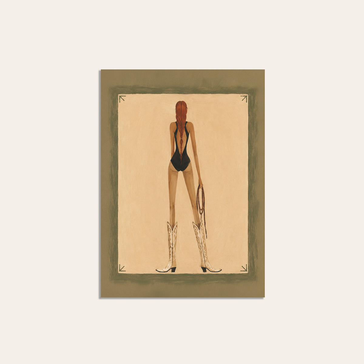 Long Braid, Tall Boots - Cowgirl Print - unframed print