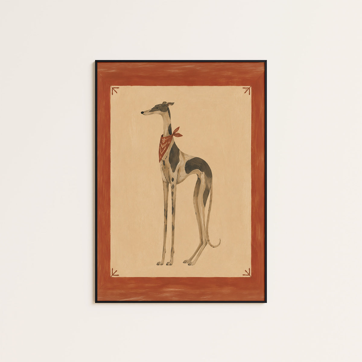 Long Tall Hound - Bandana Dog Print - framed artwork overview