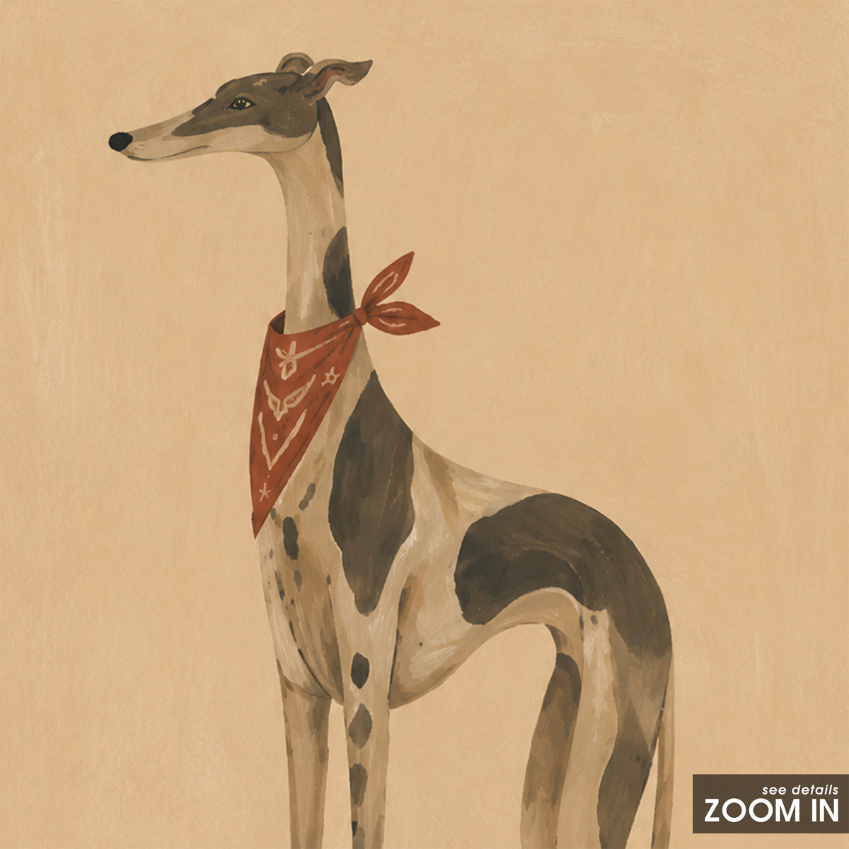 Long Tall Hound - Bandana Dog Print - artwork detail