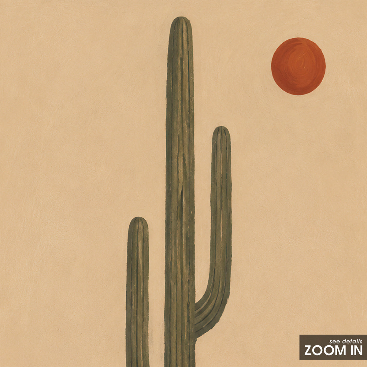 Desert Sun - Blue Border Cactus Print - artwork detail