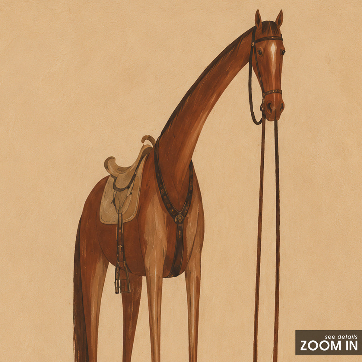 Saddled and Standing - Horse Print - artwork detail