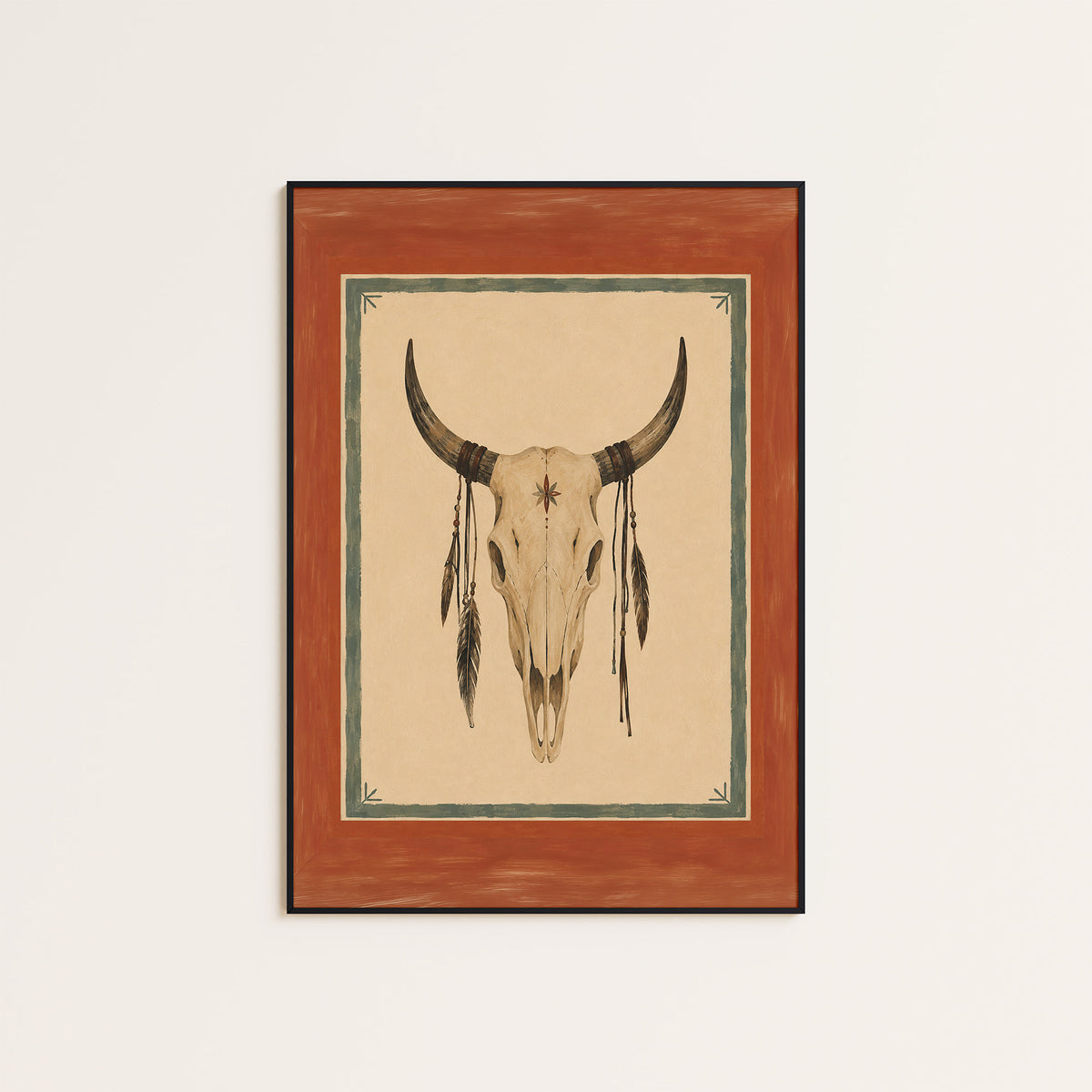 Desert Relic - Longhorn Skull Print - framed artwork overview