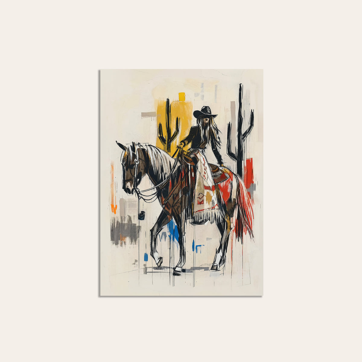 Desert Horsewoman unframed western art print