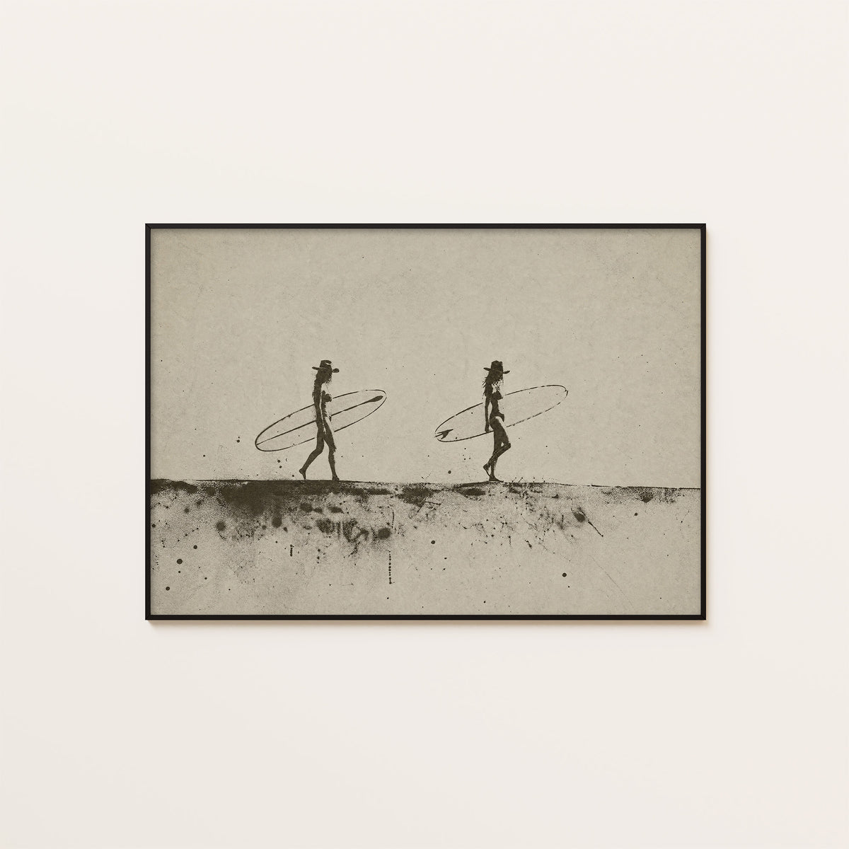 Two for the Surf - Cowboy Surfers Print - framed artwork overview