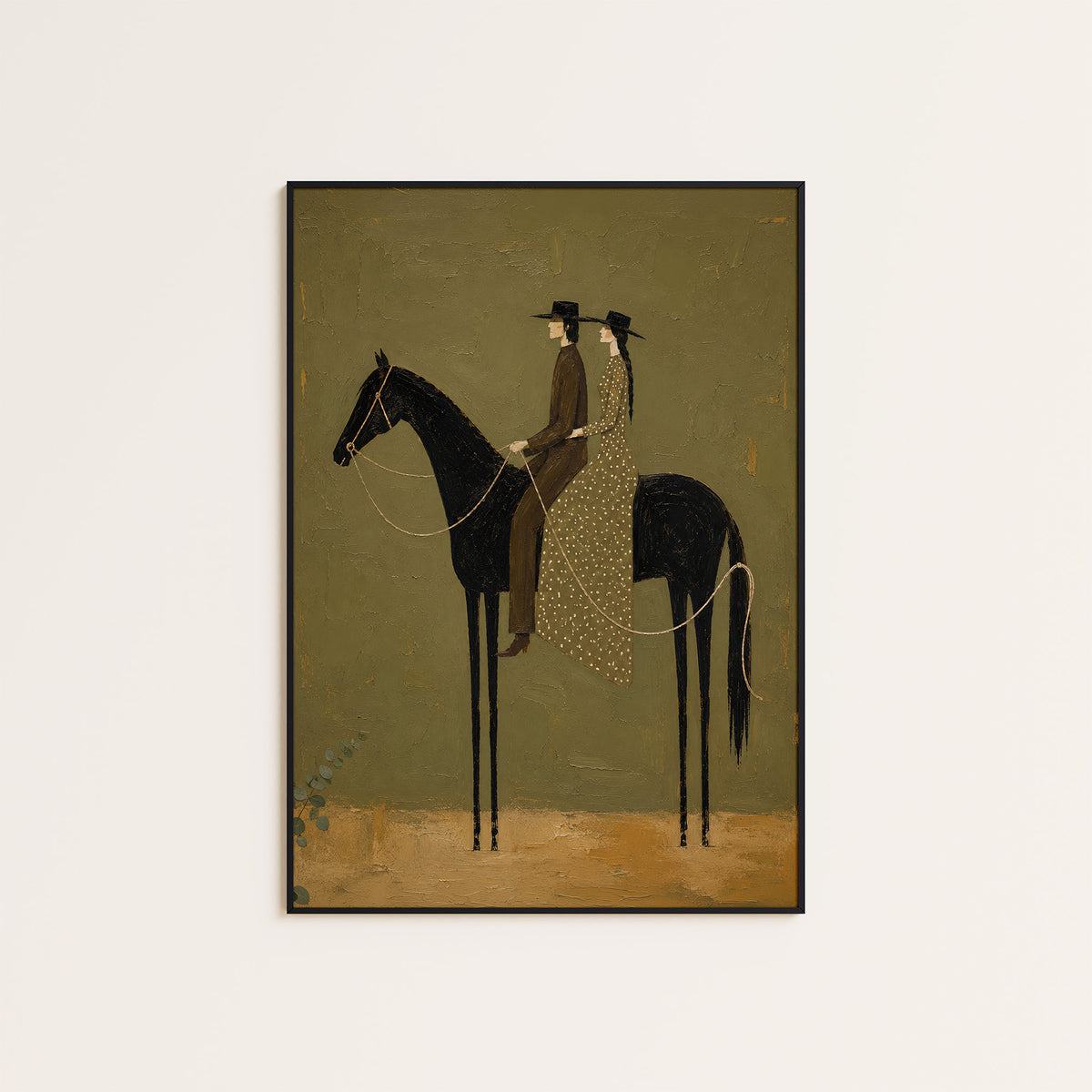 Ride Together - Western Couple Print - framed artwork overview