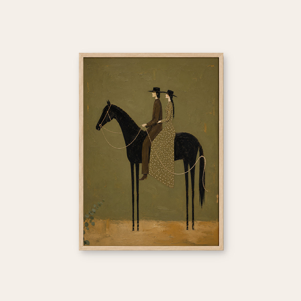 Ride Together - Western Couple Print - natural wood frame