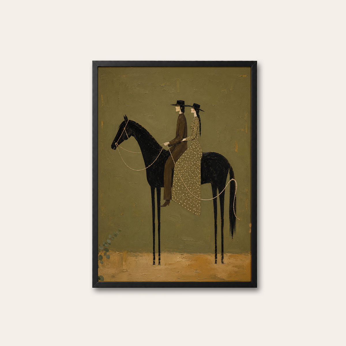 Ride Together - Western Couple Print - black frame