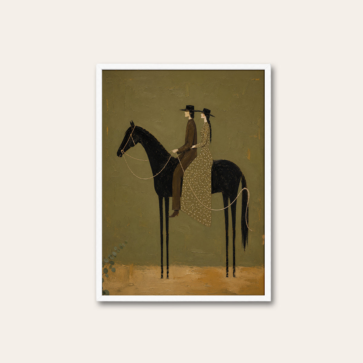 Ride Together - Western Couple Print - white frame