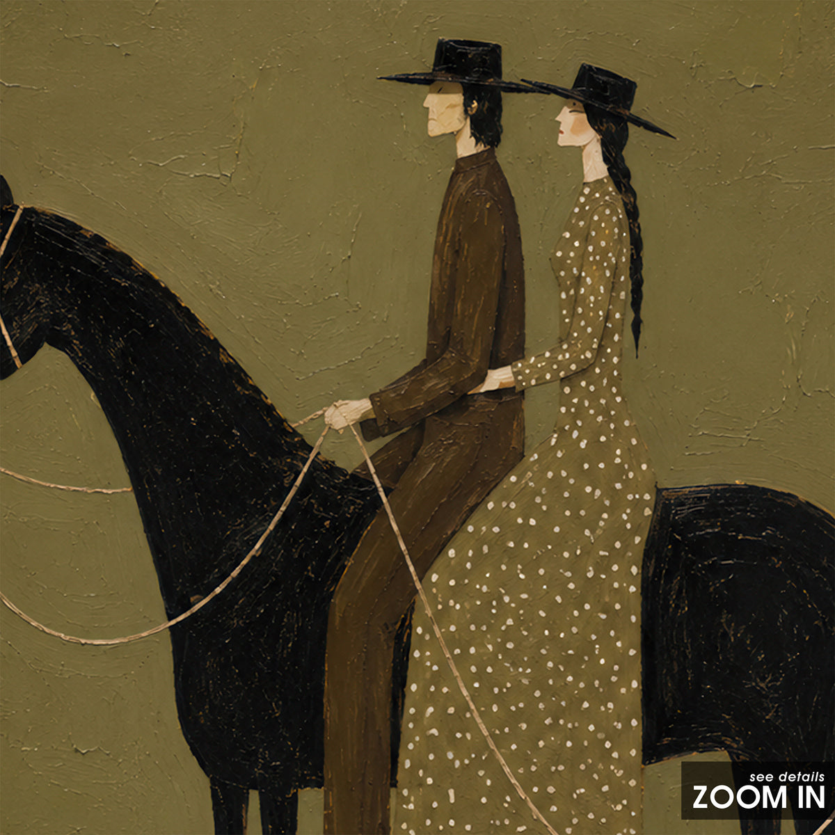 Ride Together - Western Couple Print - artwork detail
