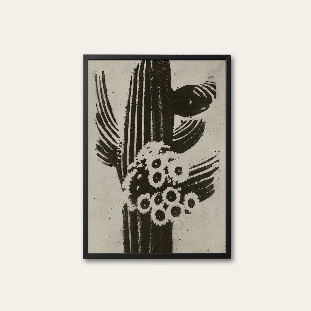 Saguaro Bloom western print in a black frame