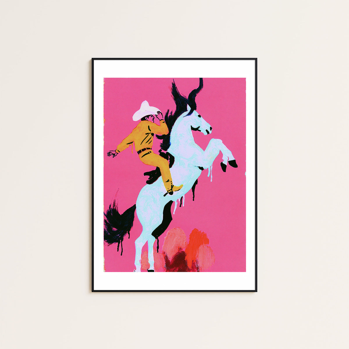 Pink Rodeo - Pop Art Cowboy Print - framed artwork overview