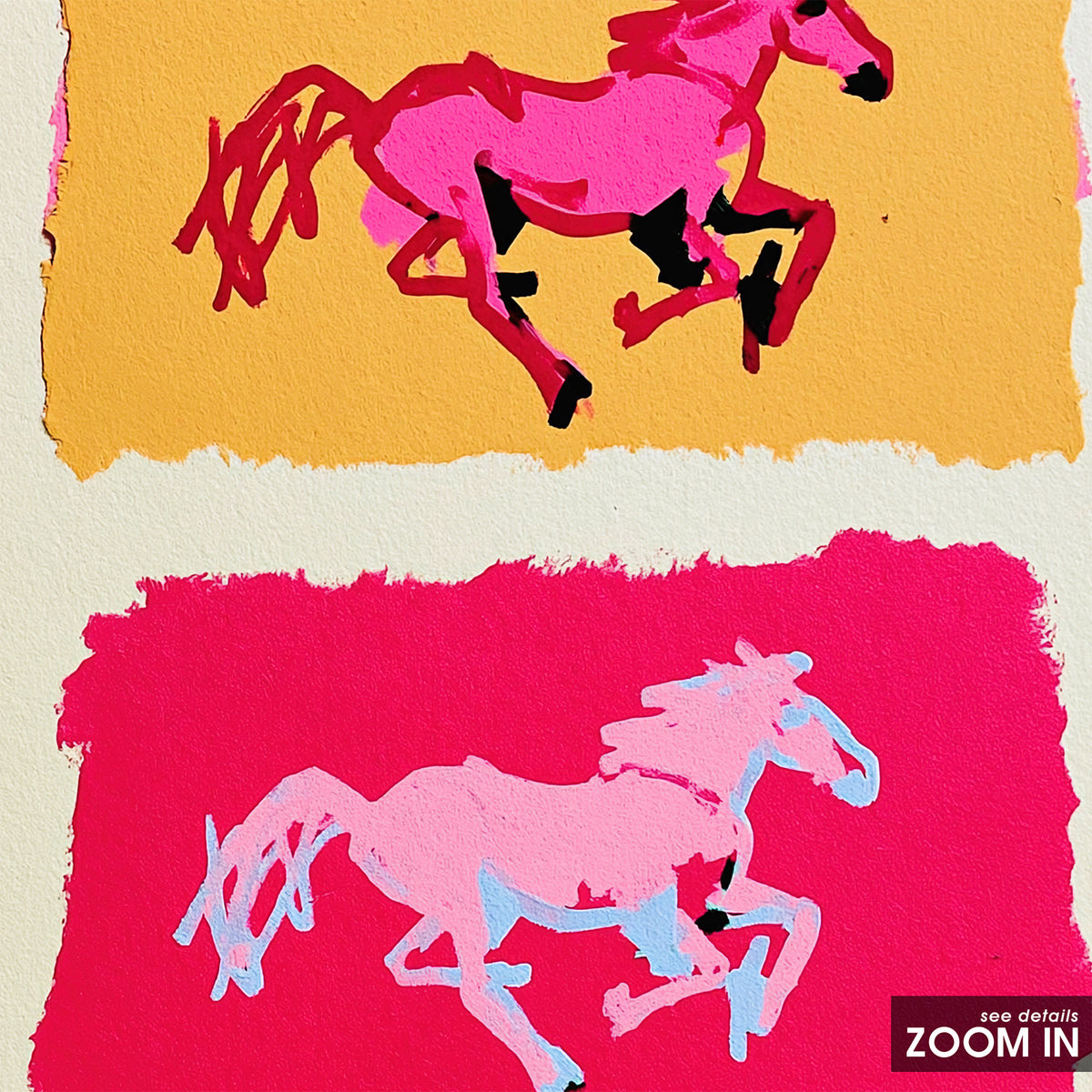 Triple Gallop - Colorful Horse Print - artwork detail