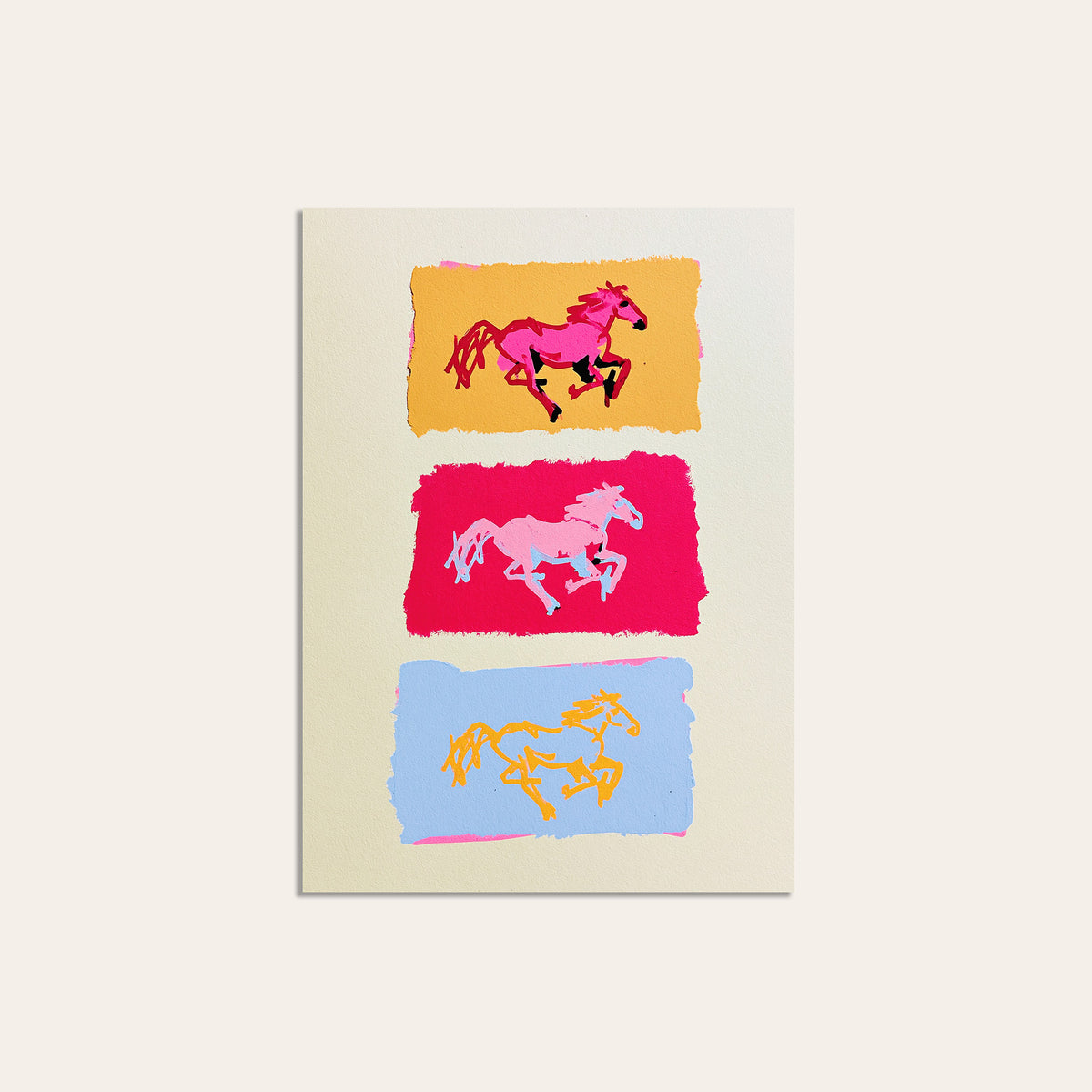 Triple Gallop - Colorful Horse Print - unframed print