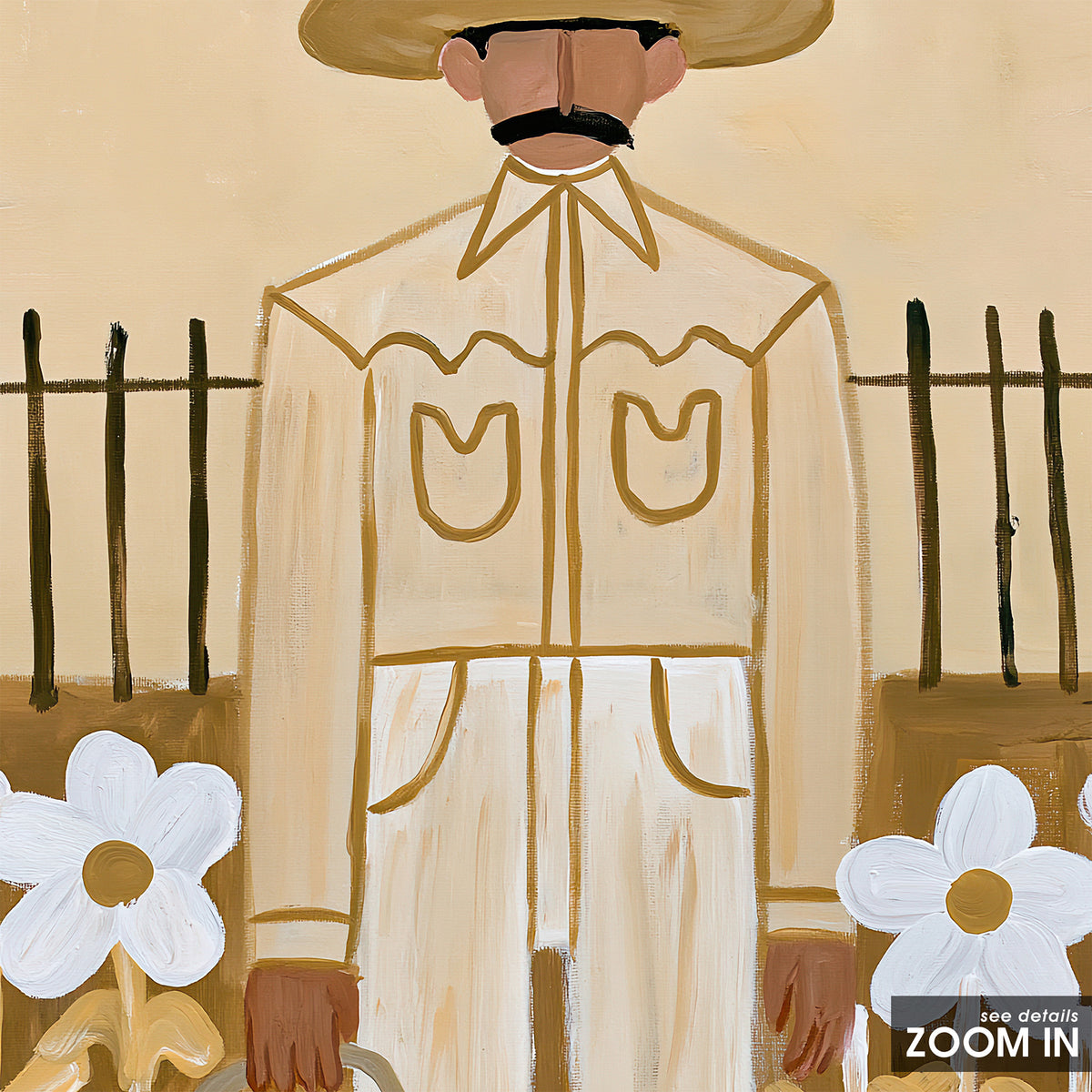 Gentle Frontier - Gardening Cowboy Print - artwork detail