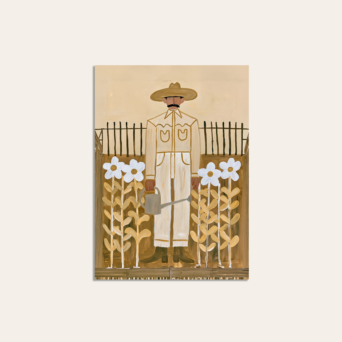 Gentle Frontier - Gardening Cowboy Print - unframed print