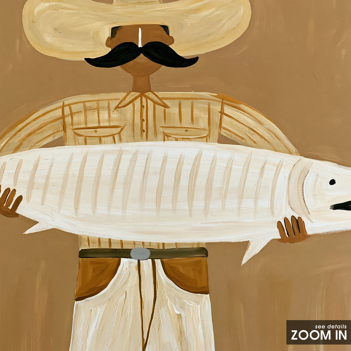 Quite the Catch - Fishing Cowboy Print - artwork detail