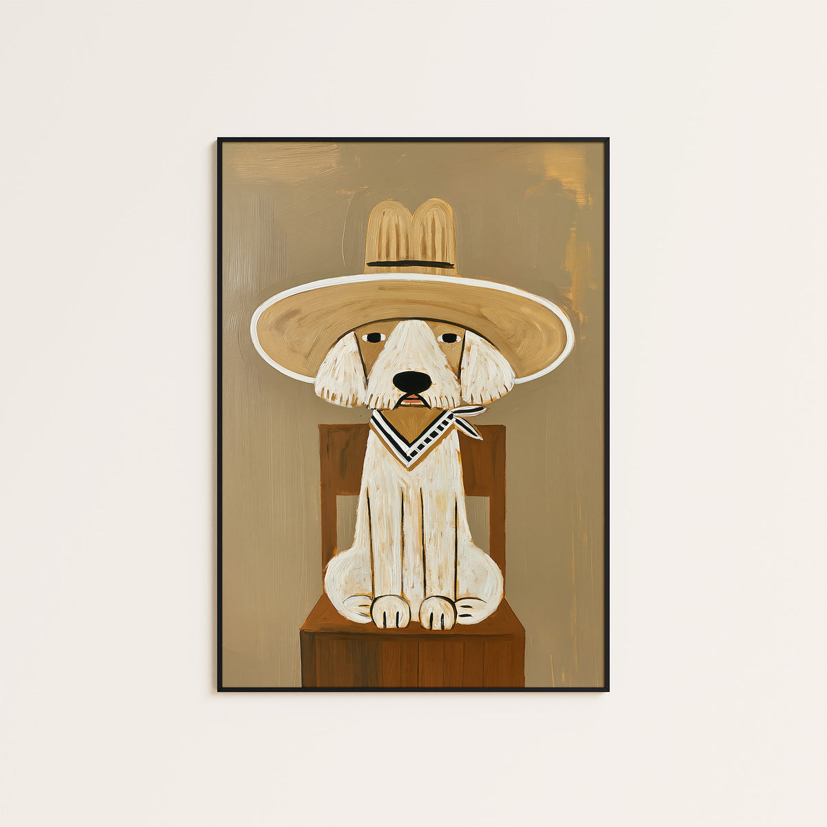 Little Deputy - Cowboy Dog Print - framed artwork overview