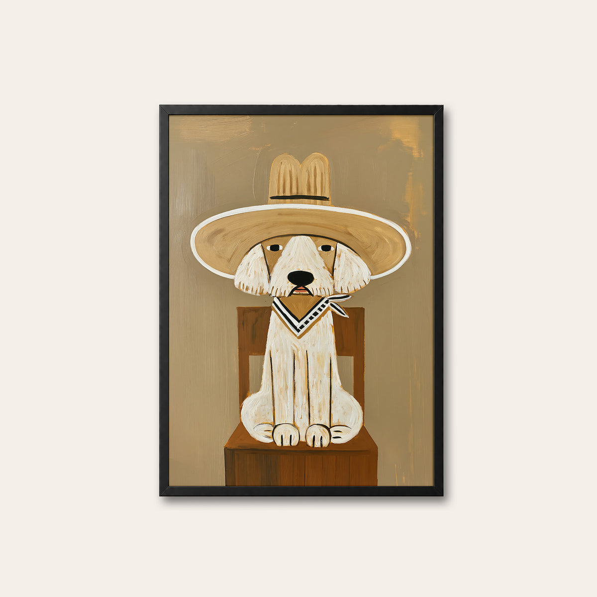 Little Deputy - Cowboy Dog Print - black frame