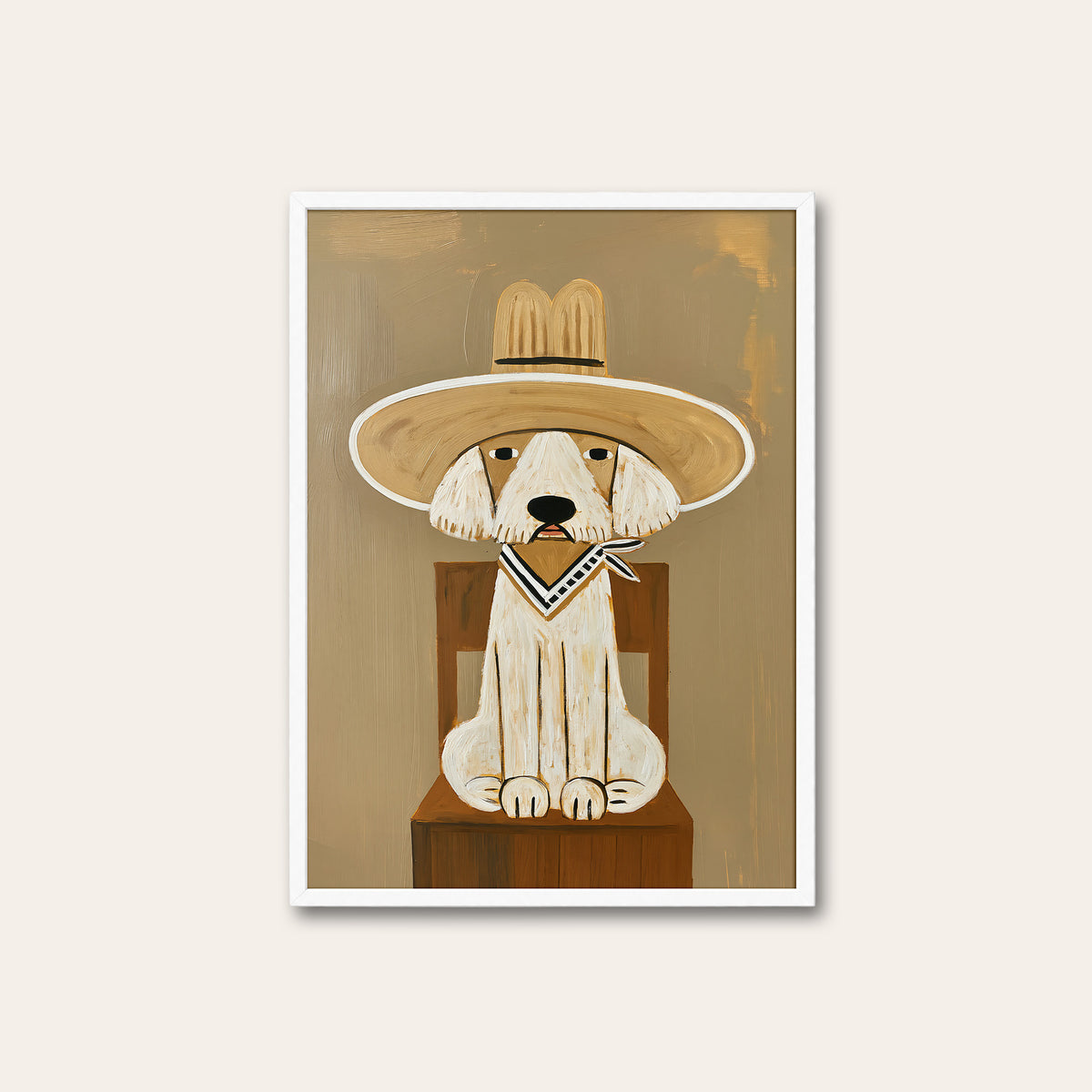 Little Deputy - Cowboy Dog Print - white frame