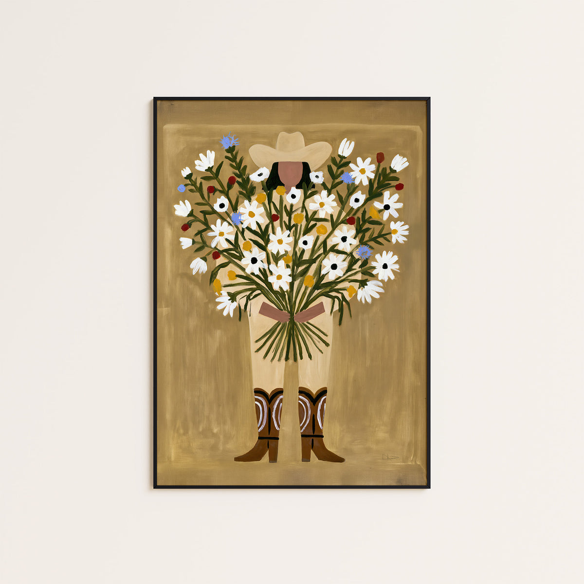 Flowers for You - Bouquet Cowboy Print - framed artwork overview