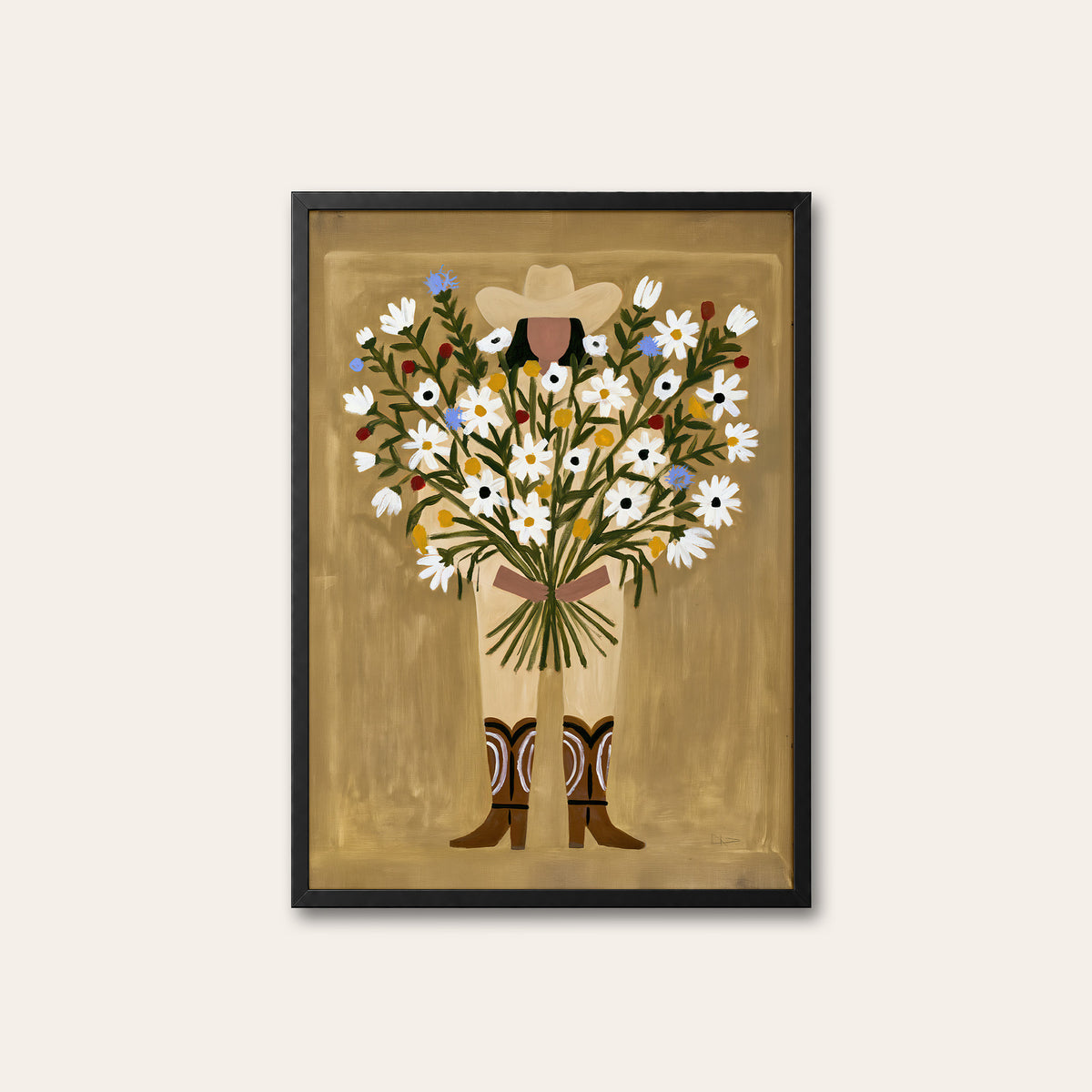 Flowers for You - Bouquet Cowboy Print - black frame