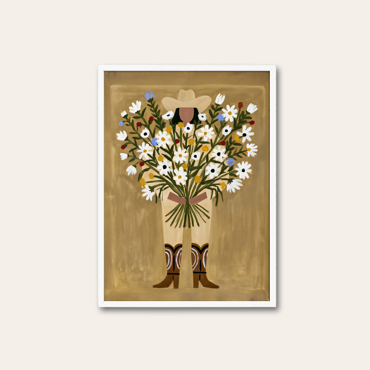 Flowers for You - Bouquet Cowboy Print - white frame