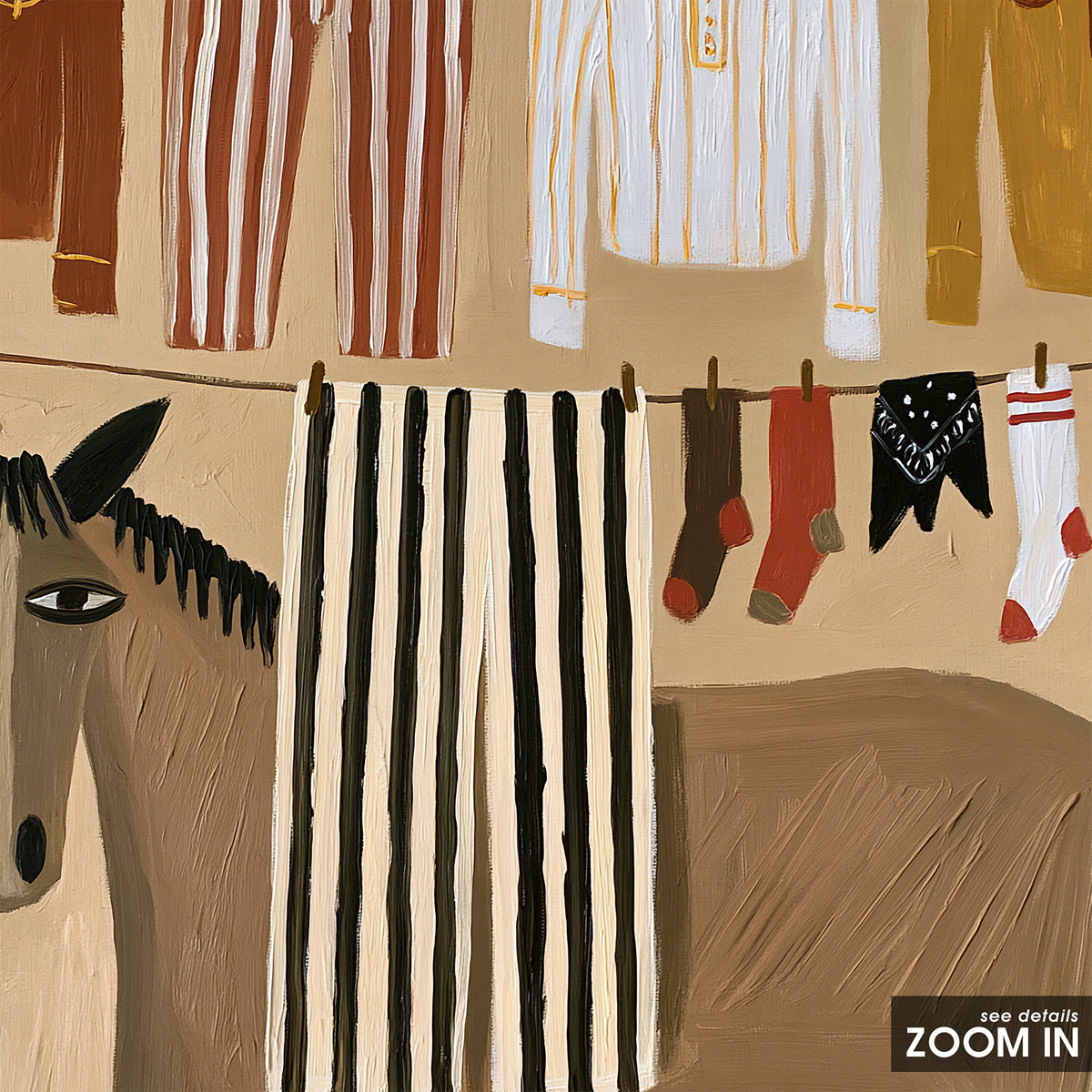 Ranch Laundry Day - Illustrated Horse Print - artwork detail