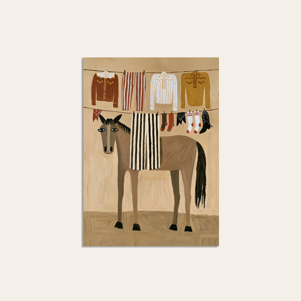 Ranch Laundry Day - Illustrated Horse Print - unframed print
