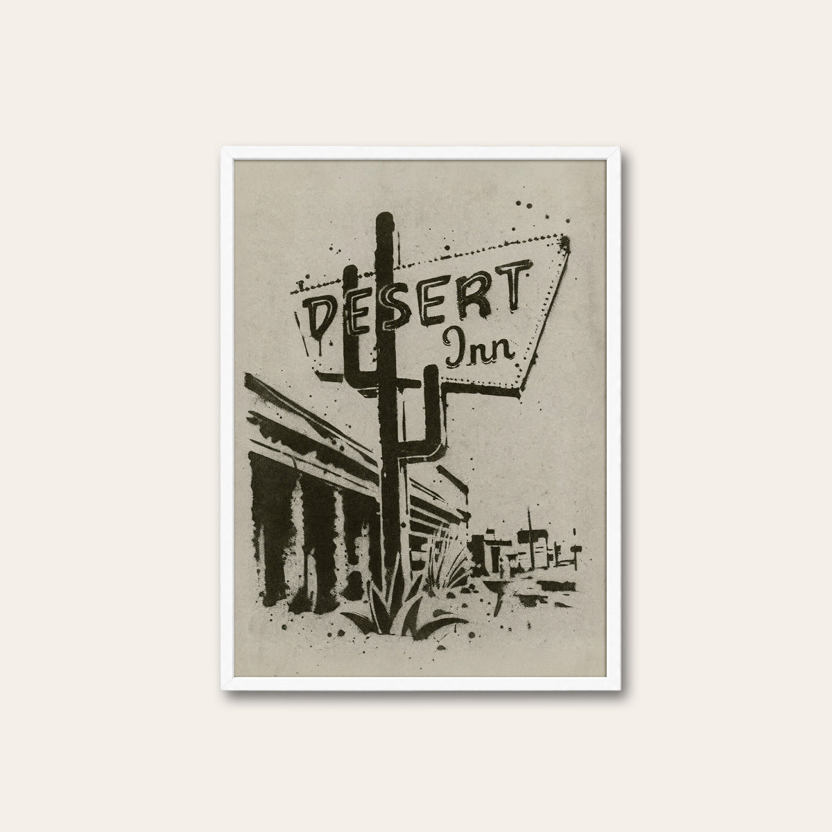 Desert Inn western print in a white frame