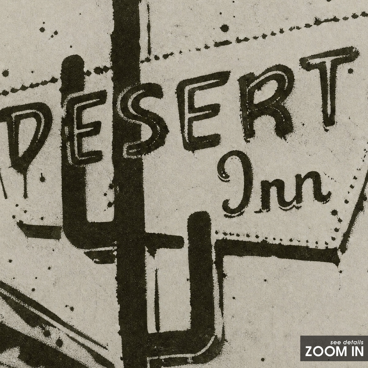 Desert Inn artwork, close-up of the printed details